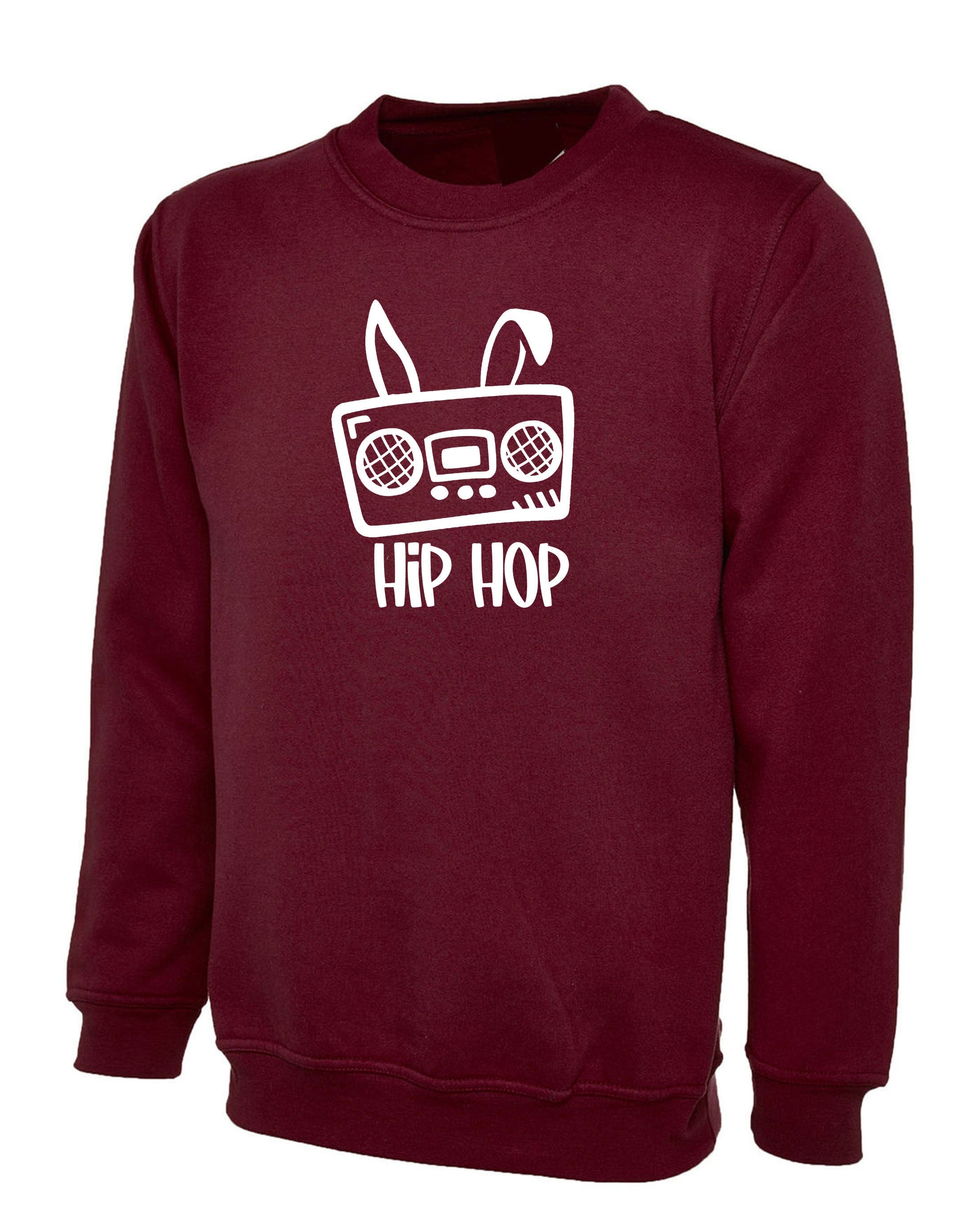 Funny Easter Sweatshirt Jumper Sweater Shirt Hip Hop Be Hoppy Easter Gift for Mens Unisex Womens Ladies Musician Music Lover DJ Bunny Ear