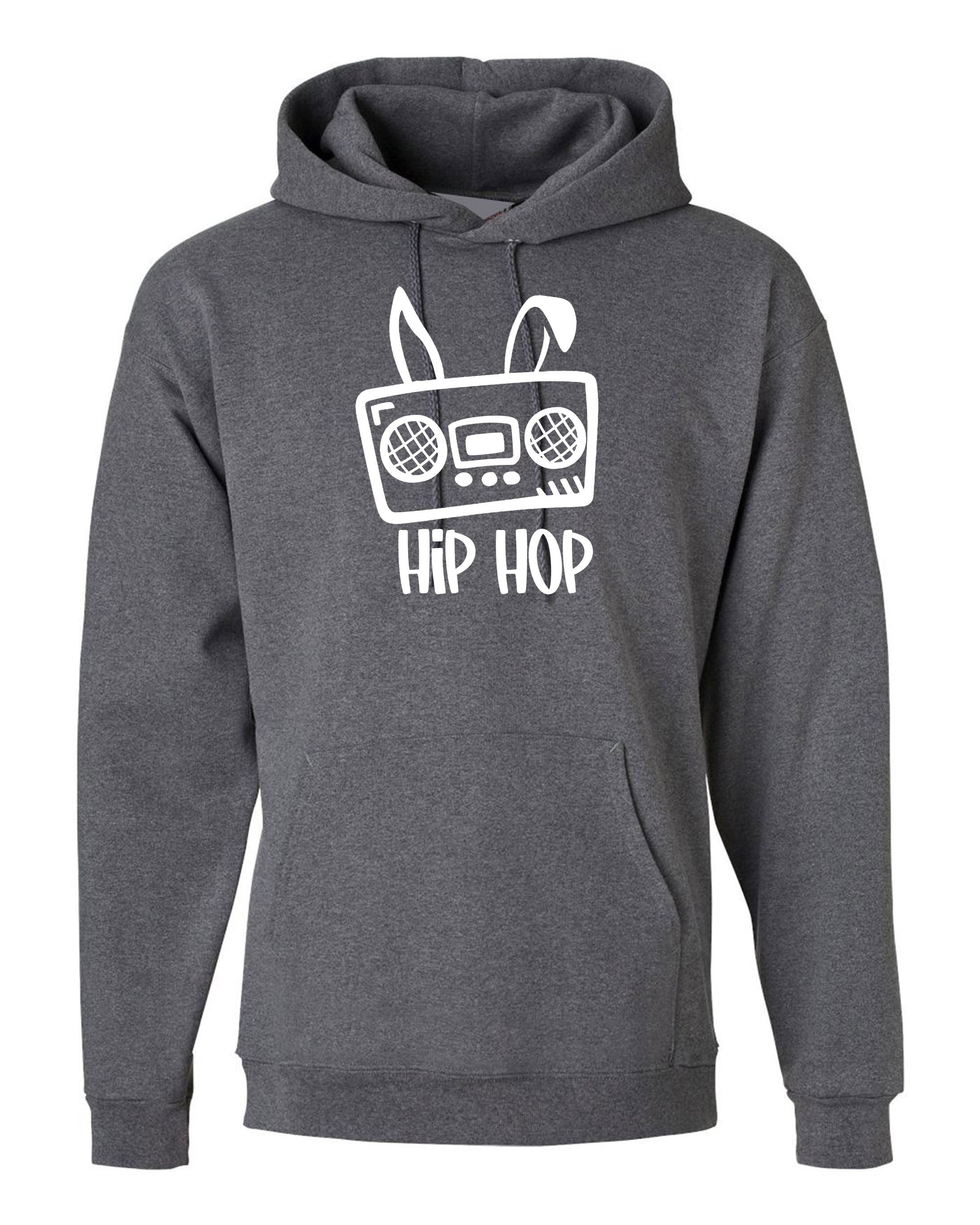 Funny Easter Hoodie Hoody Hood Hooded Hip Hop Be Hoppy Easter Gift for Mens Unisex Womens Ladies Musician Music Lover DJ Bunny Ear