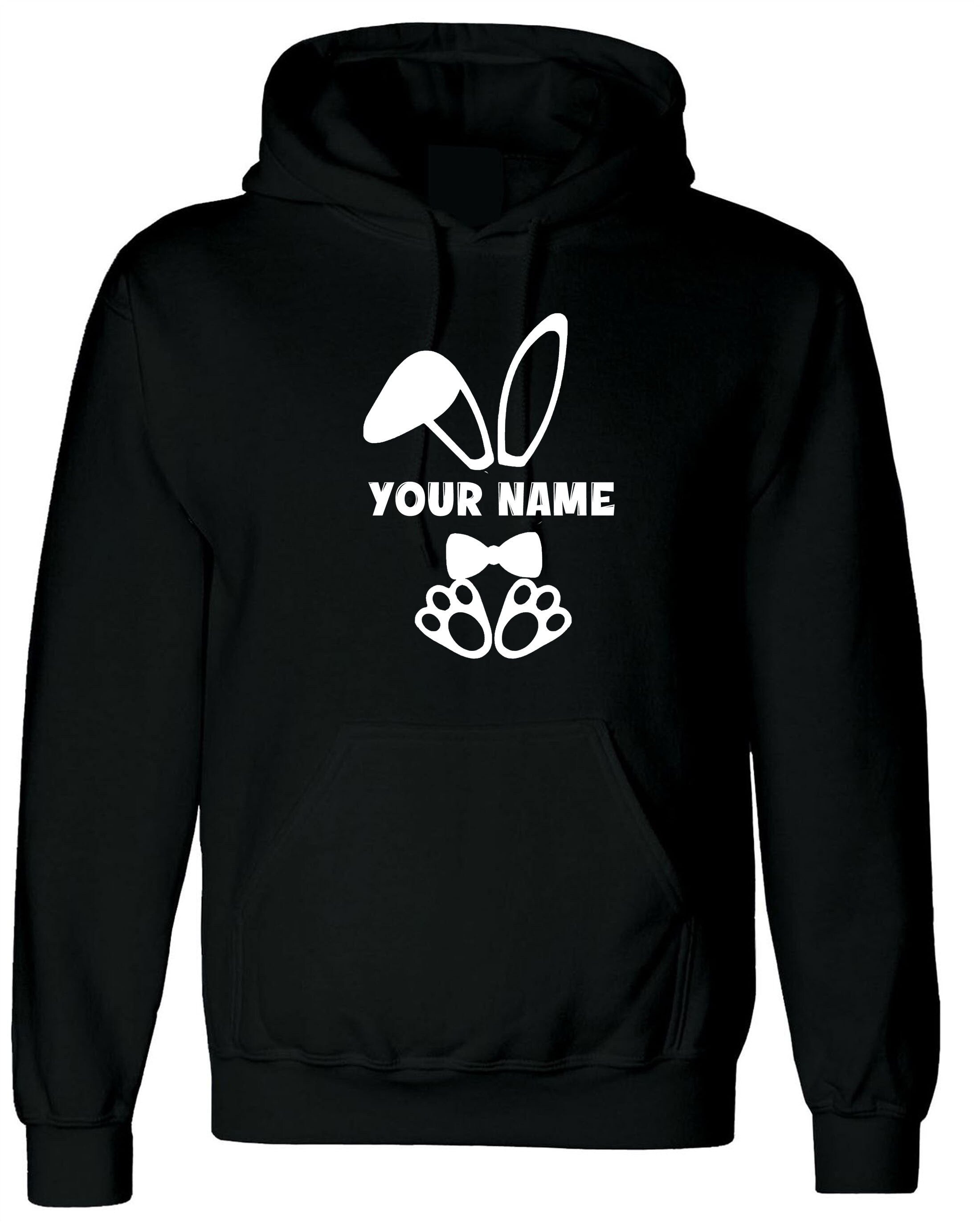 Bunny Easter Hoodie hoody Hood Hooded Customised Personalized Name Funny Hare Rabbit Flowers Cute Gift Unisex Egg Rabbit Gift