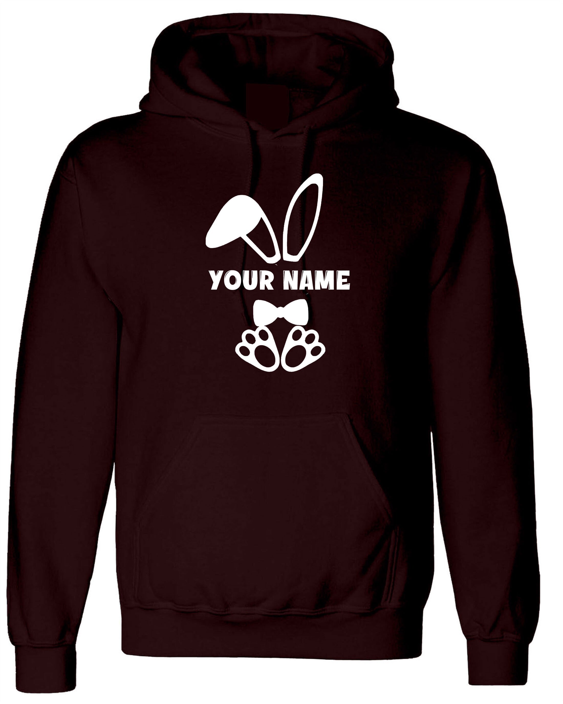 Bunny Easter Hoodie hoody Hood Hooded Customised Personalized Name Funny Hare Rabbit Flowers Cute Gift Unisex Egg Rabbit Gift