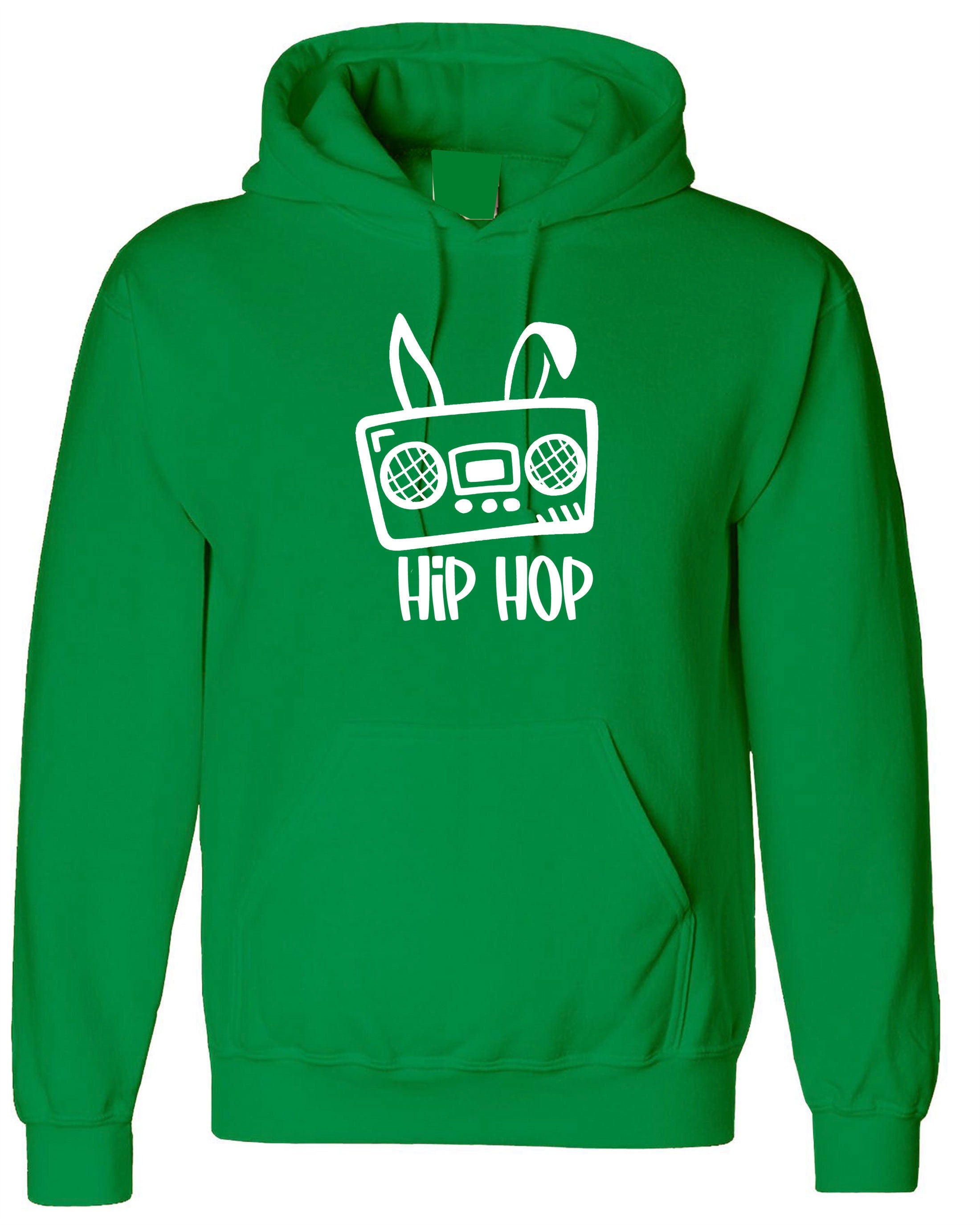 Funny Easter Hoodie Hoody Hood Hooded Hip Hop Be Hoppy Easter Gift for Mens Unisex Womens Ladies Musician Music Lover DJ Bunny Ear