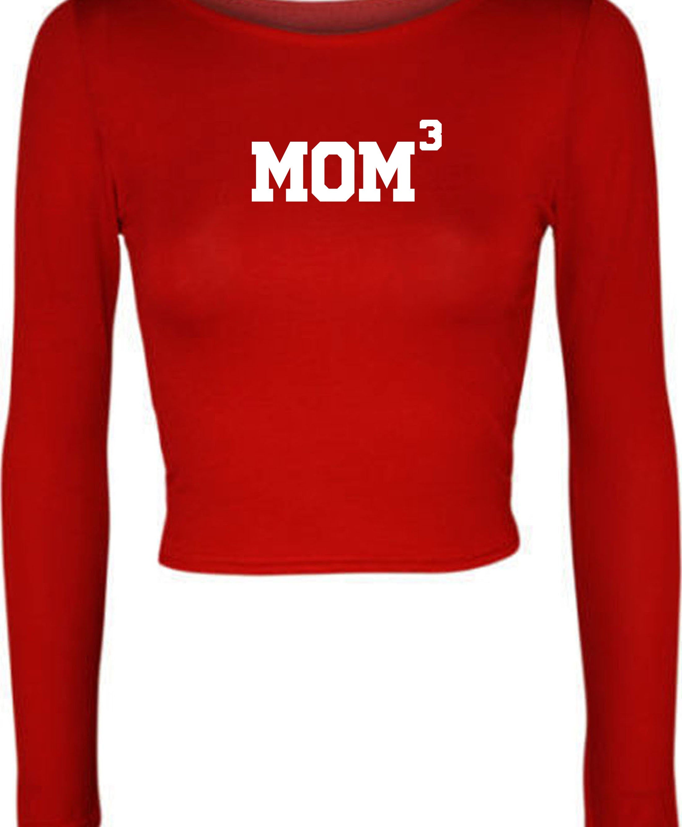 MOM3 Crop Tops Croptop Crop-top Funny Gift for Mother of 3 Children Birthday Mum Mama Mummy Mommy Xmas