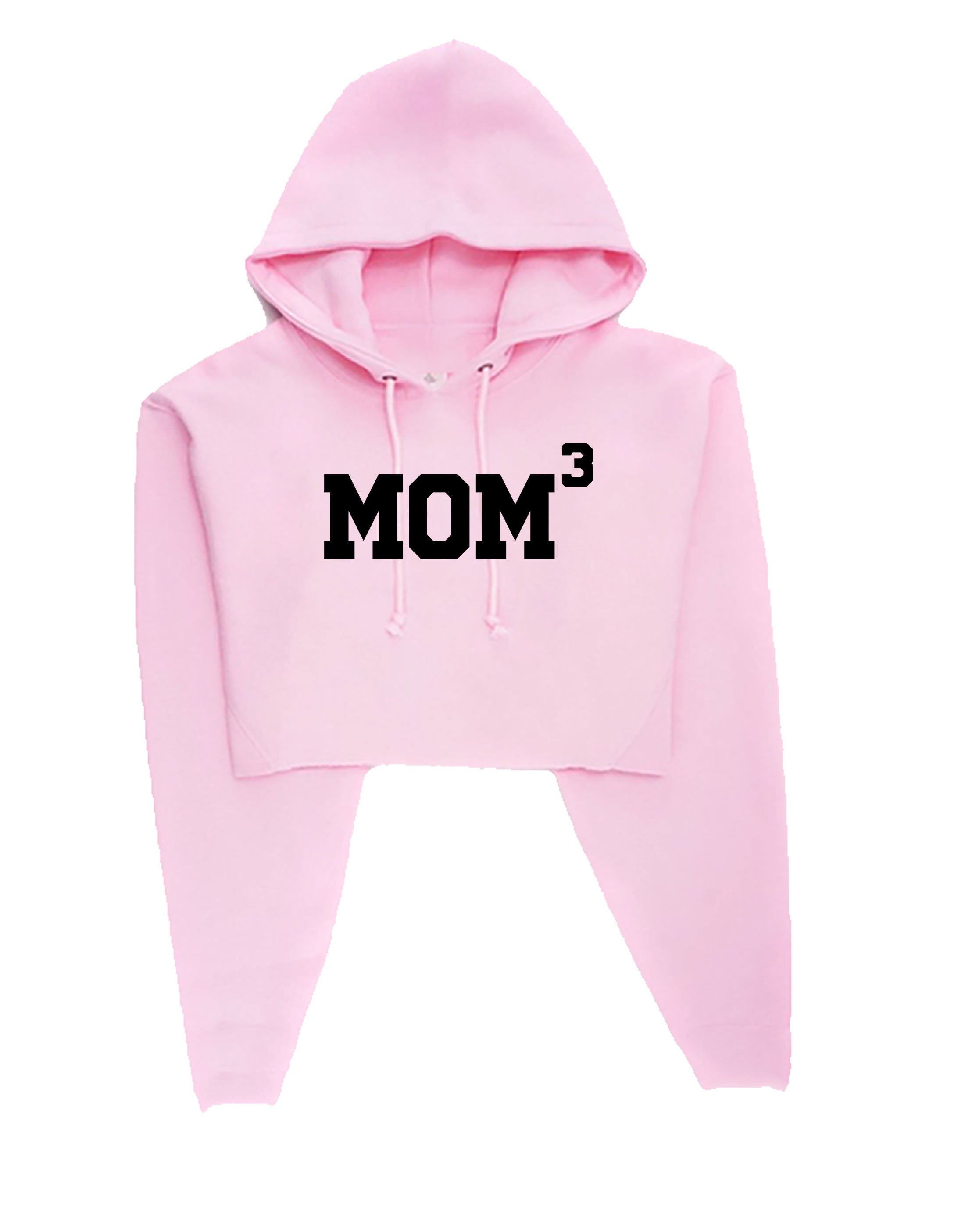 MOM3 Crop Tops Hoodie Hoody Hood Hooded Croptop Crop-top Funny Gift for Mother of 3 Children Birthday Mum Mama Mummy Mommy Xmas