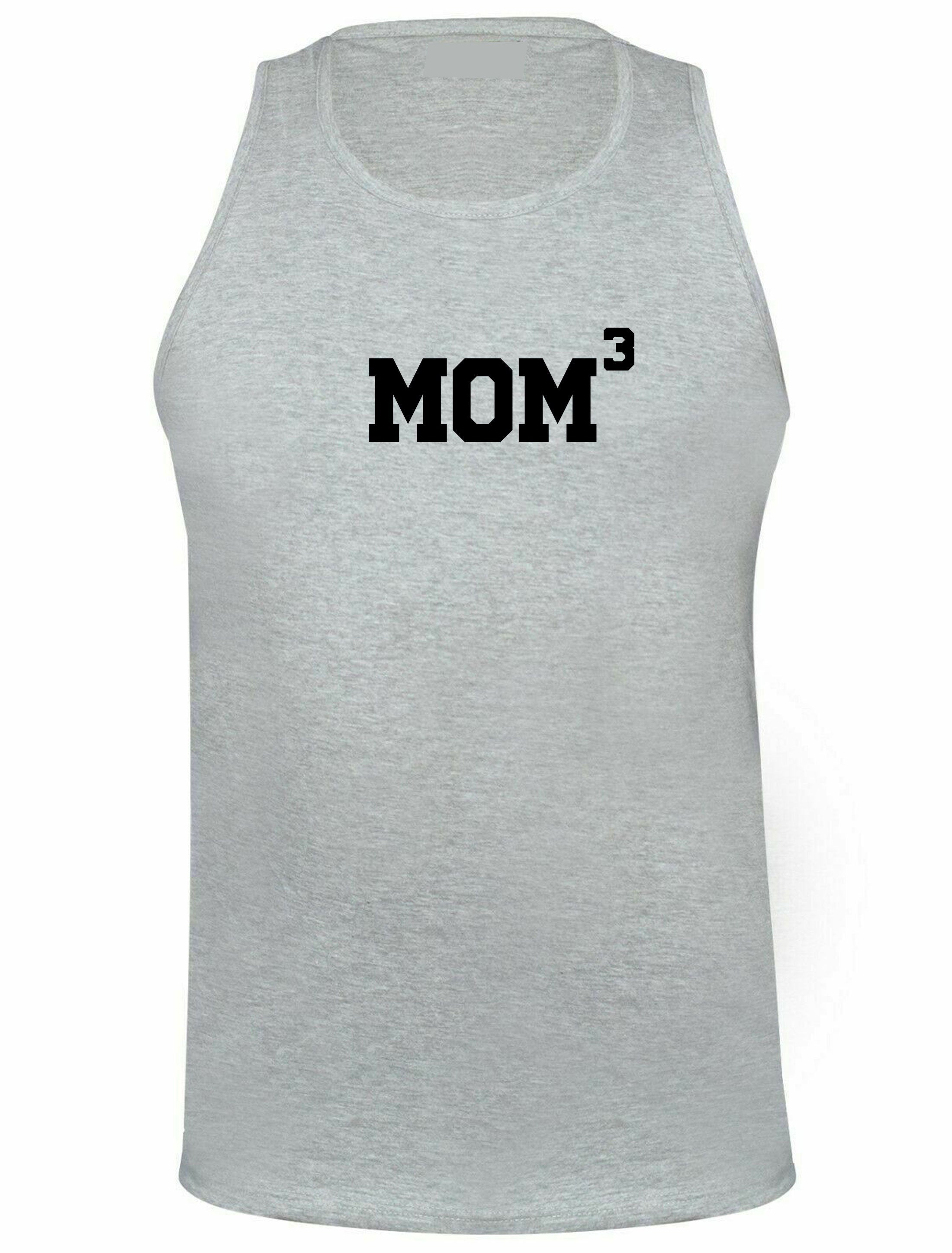 MOM3 Vest Vests Top Tank Gym Workout Exercise Yoga Funny Gift for Mother of 3 Children Birthday Mum Mama Mummy Mommy Xmas