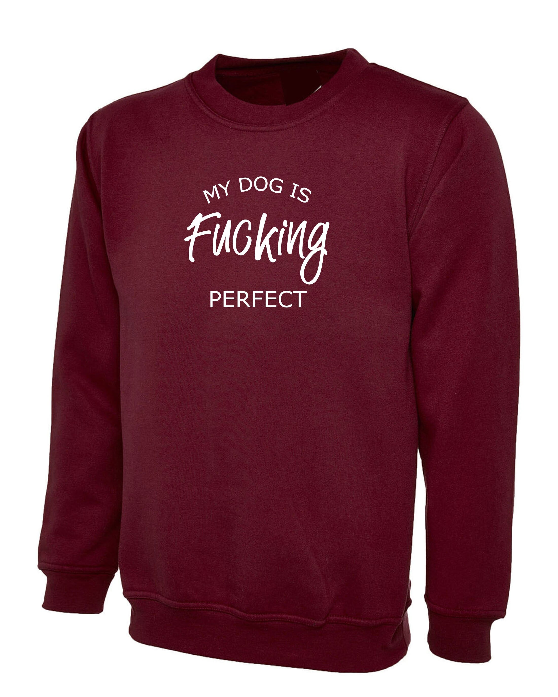 My Dog is fucki*g perfect Sweatshirt Jumper Sweater Shirt Funny Ladies Dog Lovers Gift Birthday Top Present Unisex Mens