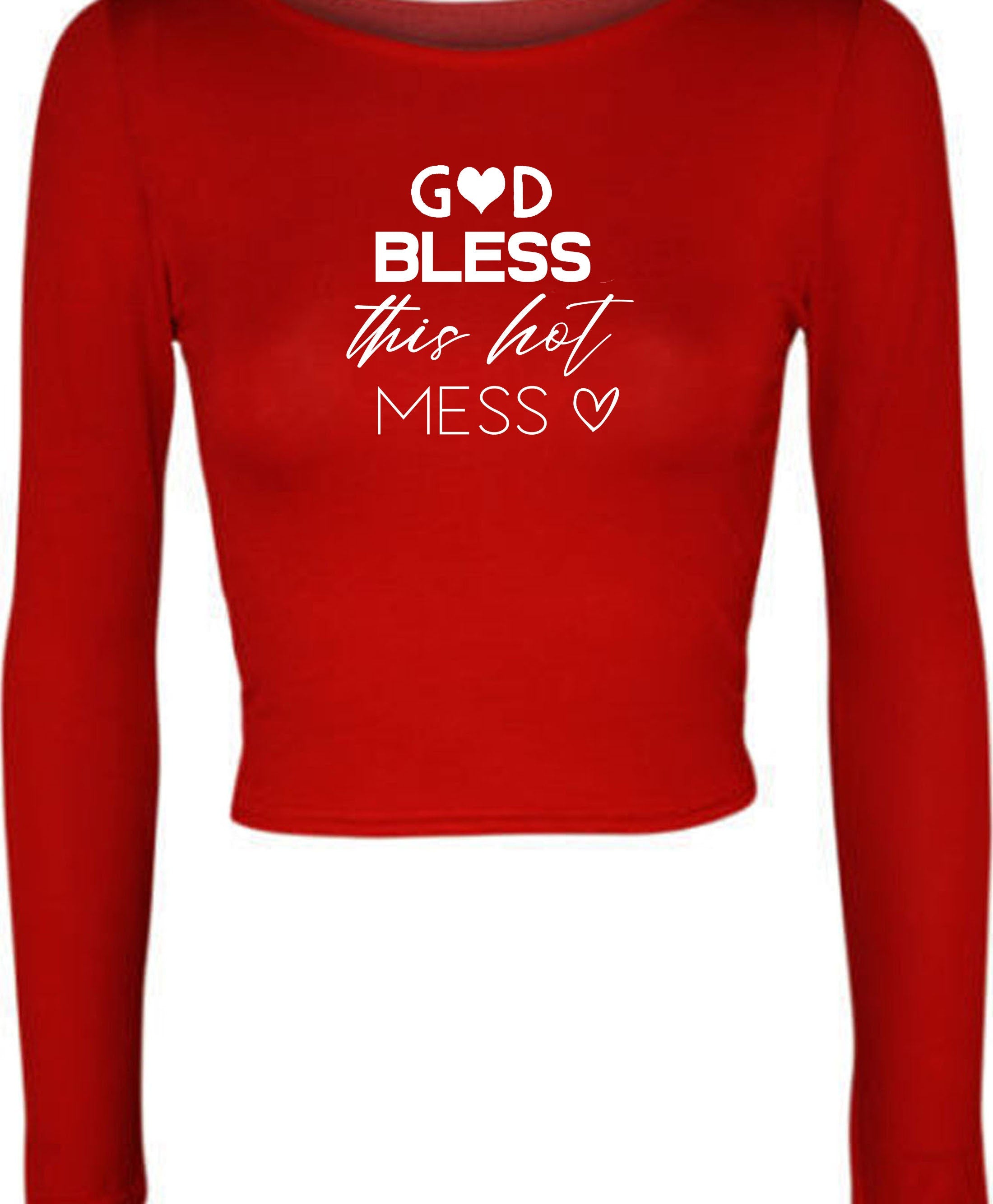 GOD Bless this Hot Mess Funny Mother's Day Crop Tops Croptop Crop-top  Gift Birthday Xmas Best Aunty Ever BAE Mama Mom Ladies Womens