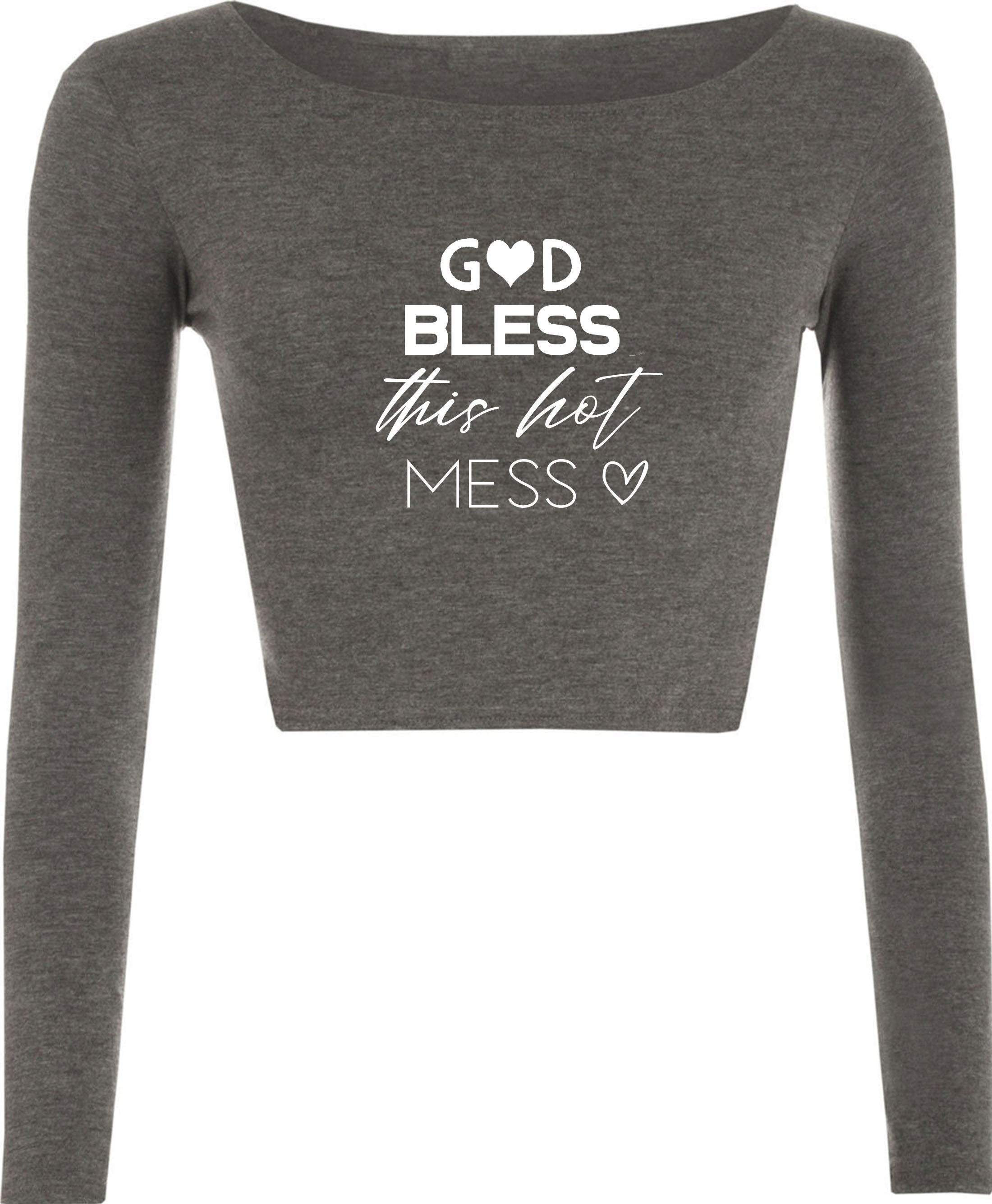 GOD Bless this Hot Mess Funny Mother's Day Crop Tops Croptop Crop-top  Gift Birthday Xmas Best Aunty Ever BAE Mama Mom Ladies Womens