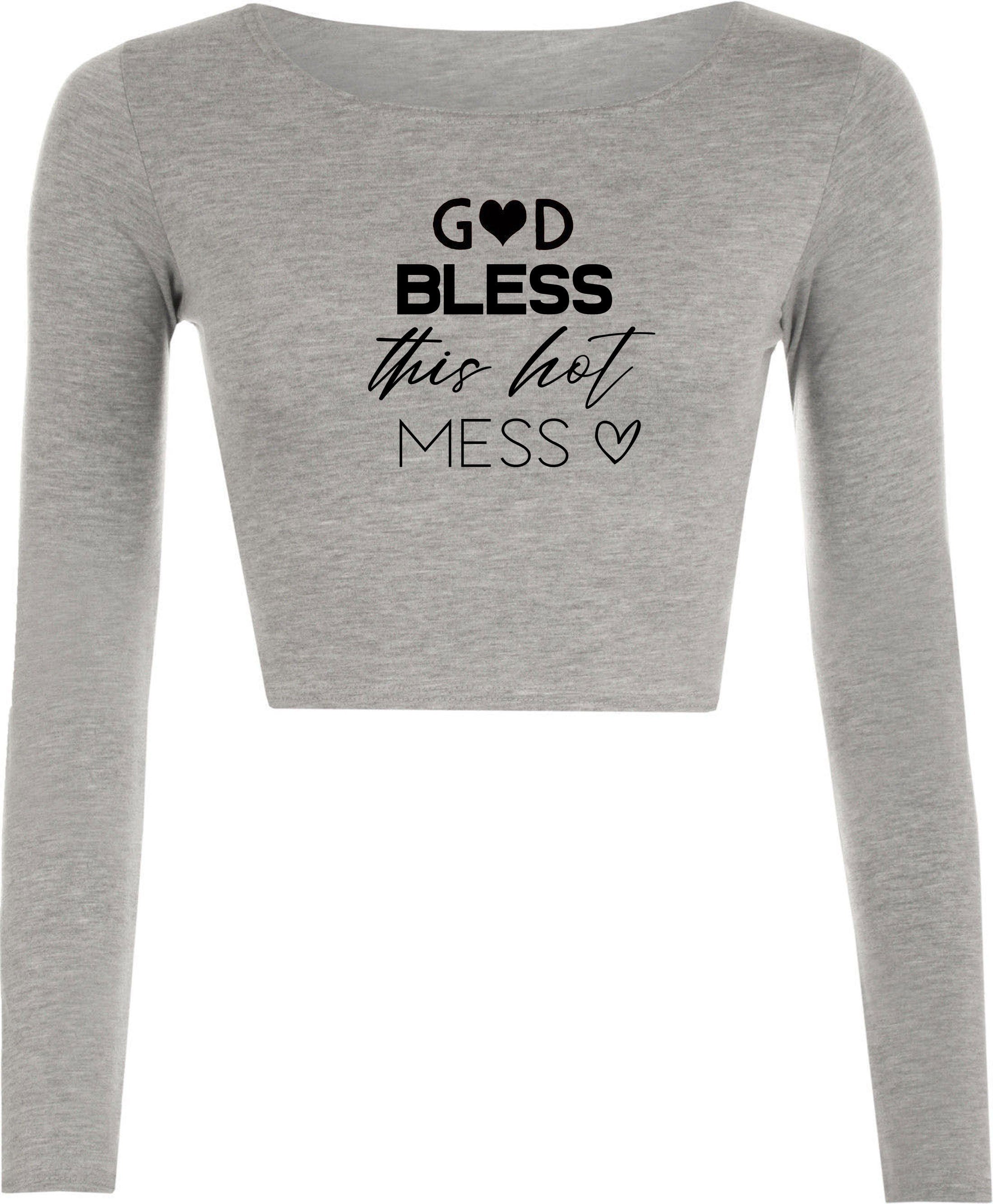 GOD Bless this Hot Mess Funny Mother's Day Crop Tops Croptop Crop-top  Gift Birthday Xmas Best Aunty Ever BAE Mama Mom Ladies Womens