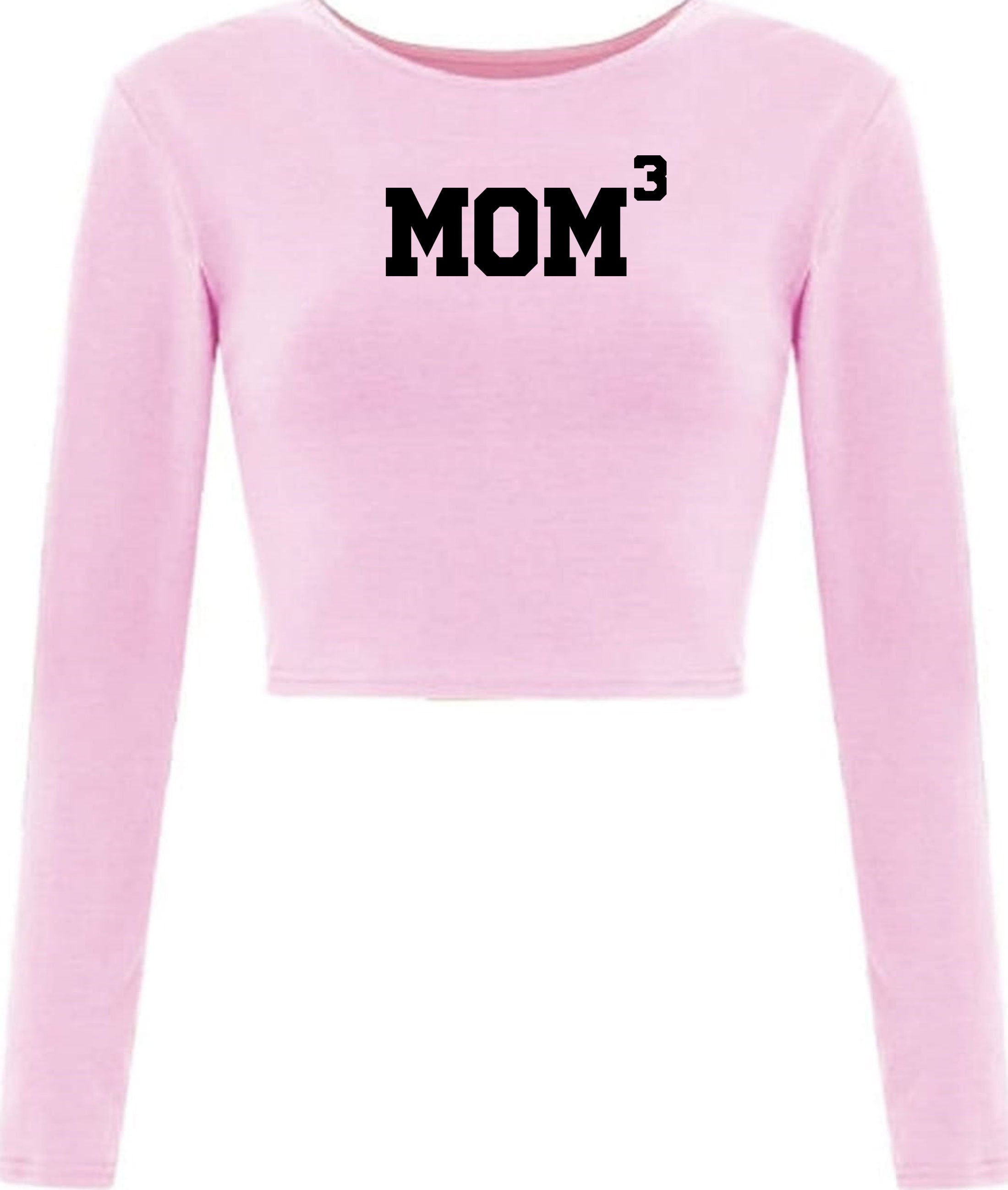 MOM3 Crop Tops Croptop Crop-top Funny Gift for Mother of 3 Children Birthday Mum Mama Mummy Mommy Xmas