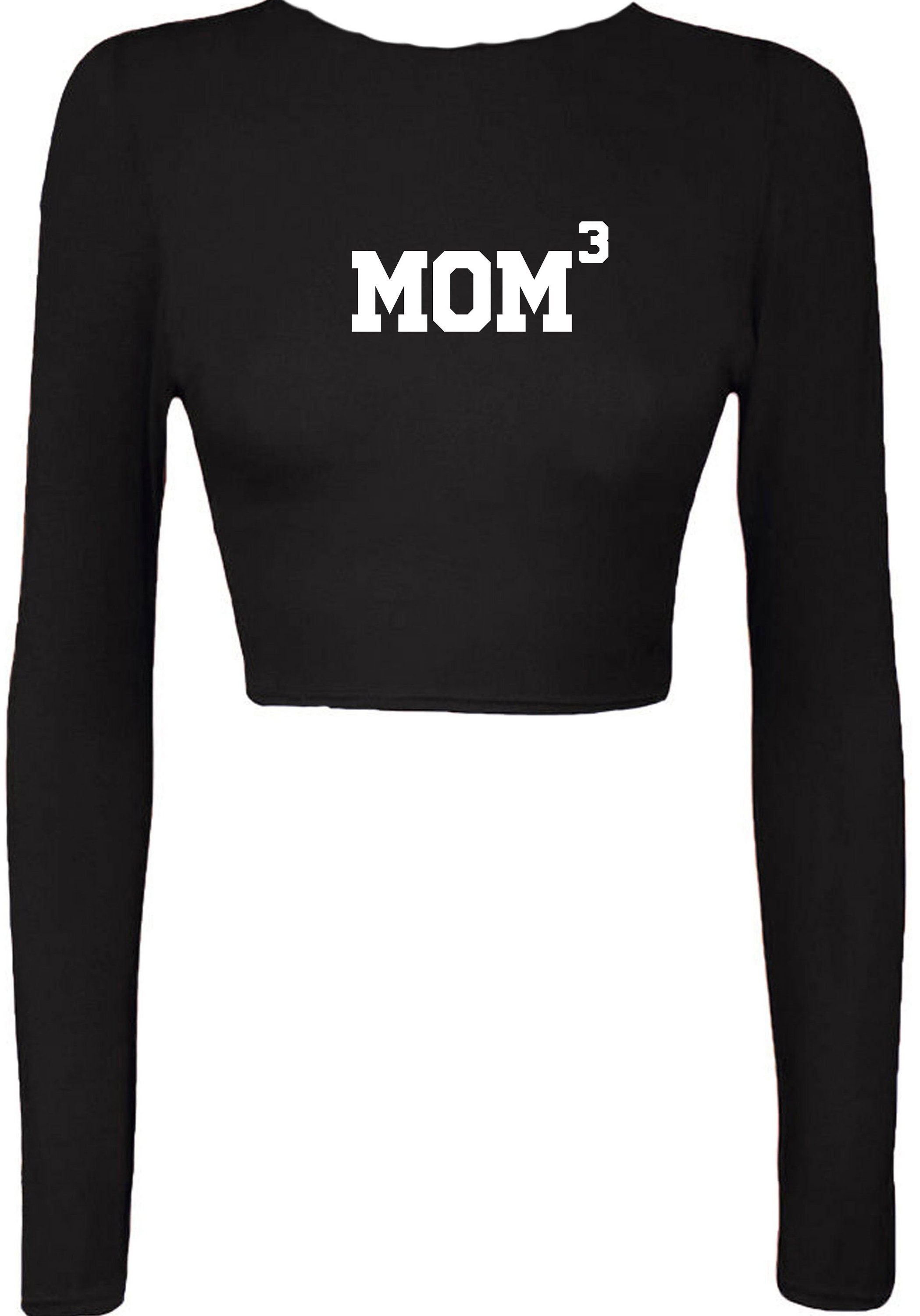 MOM3 Crop Tops Croptop Crop-top Funny Gift for Mother of 3 Children Birthday Mum Mama Mummy Mommy Xmas