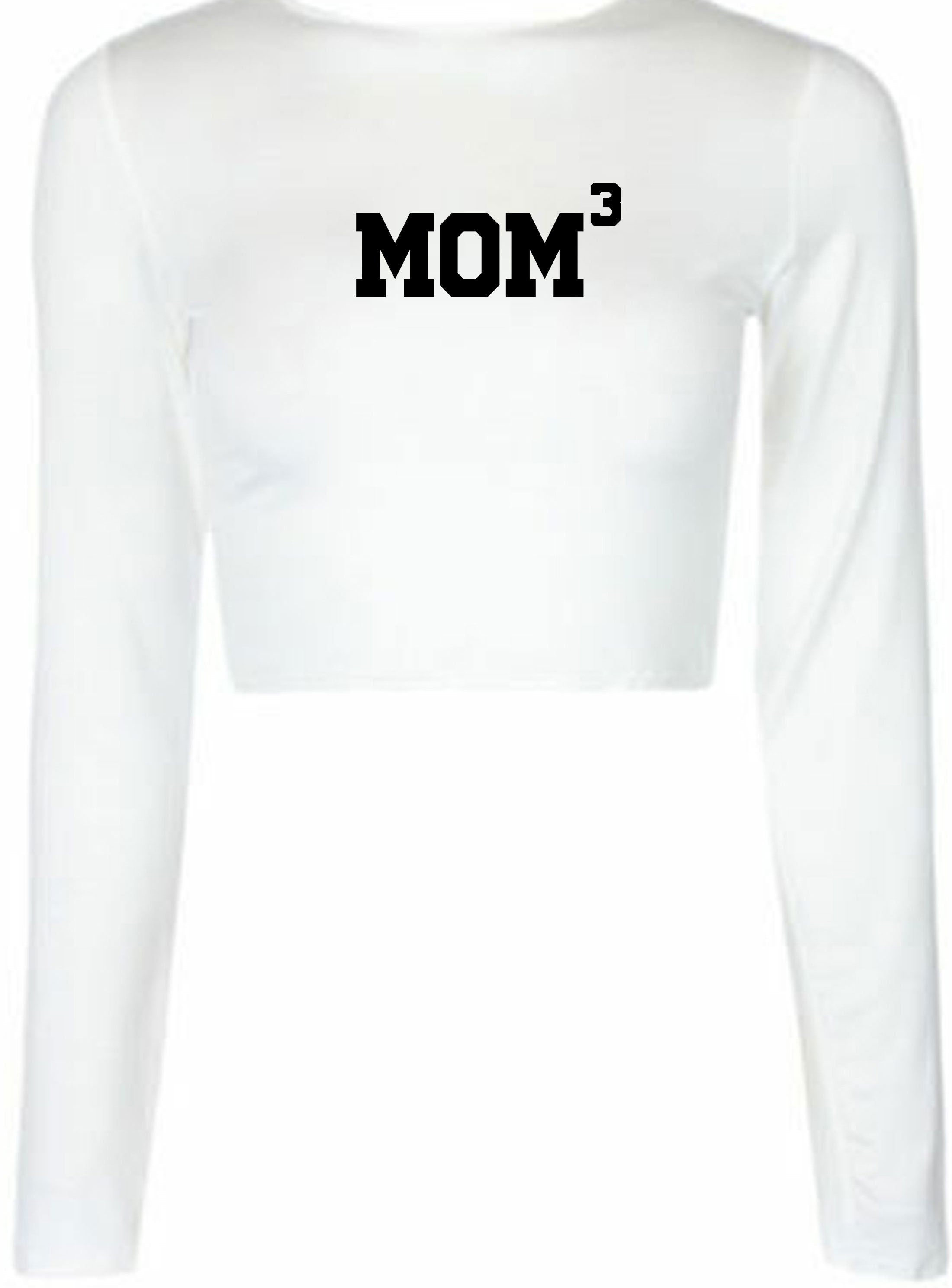 MOM3 Crop Tops Croptop Crop-top Funny Gift for Mother of 3 Children Birthday Mum Mama Mummy Mommy Xmas