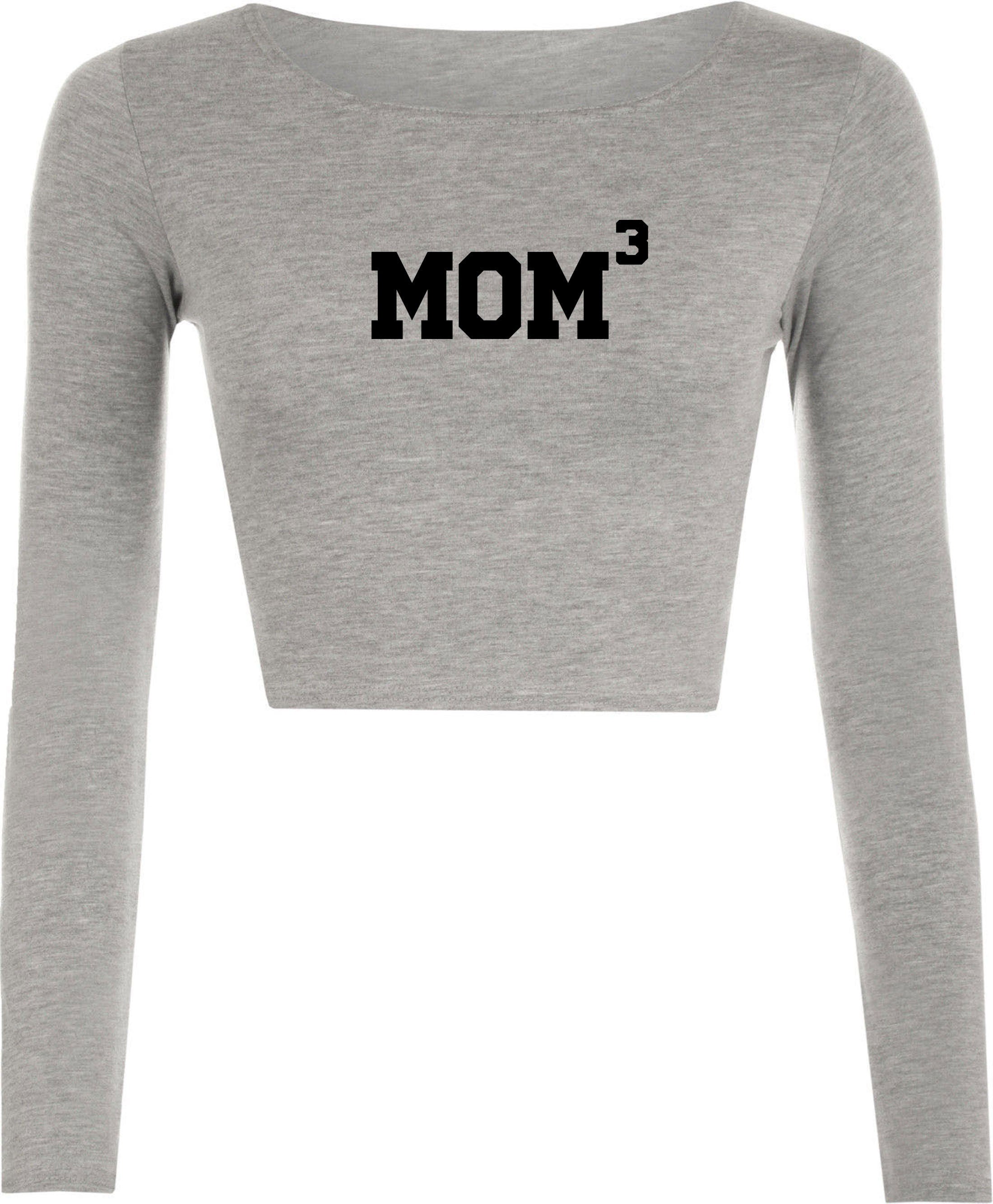 MOM3 Crop Tops Croptop Crop-top Funny Gift for Mother of 3 Children Birthday Mum Mama Mummy Mommy Xmas