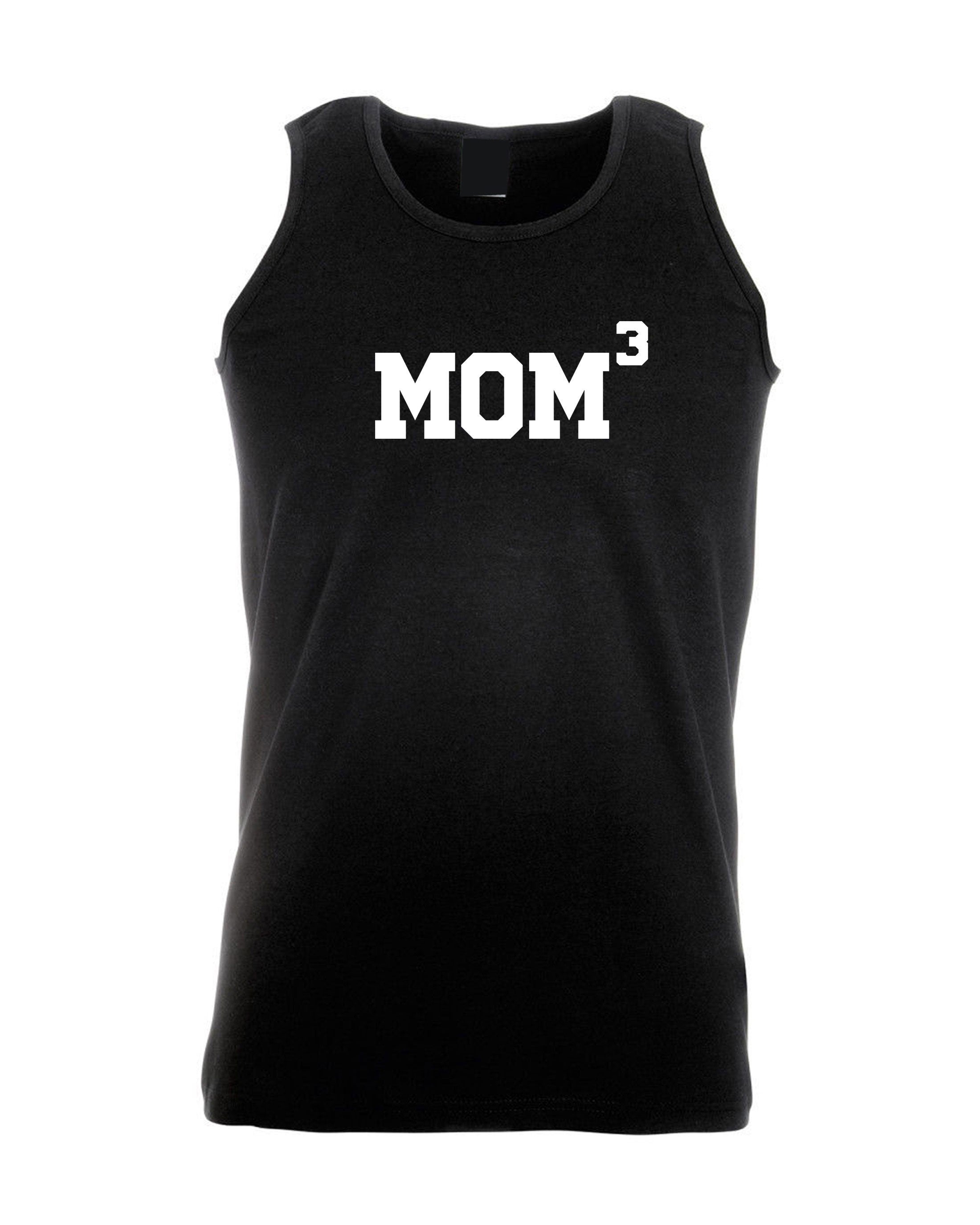 MOM3 Vest Vests Top Tank Gym Workout Exercise Yoga Funny Gift for Mother of 3 Children Birthday Mum Mama Mummy Mommy Xmas