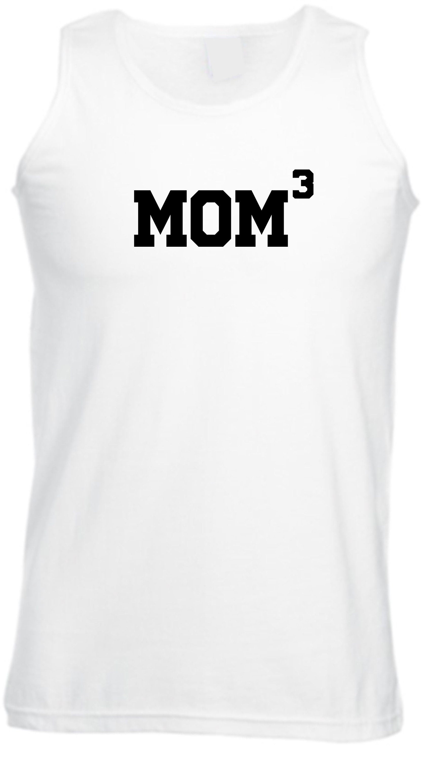 MOM3 Vest Vests Top Tank Gym Workout Exercise Yoga Funny Gift for Mother of 3 Children Birthday Mum Mama Mummy Mommy Xmas