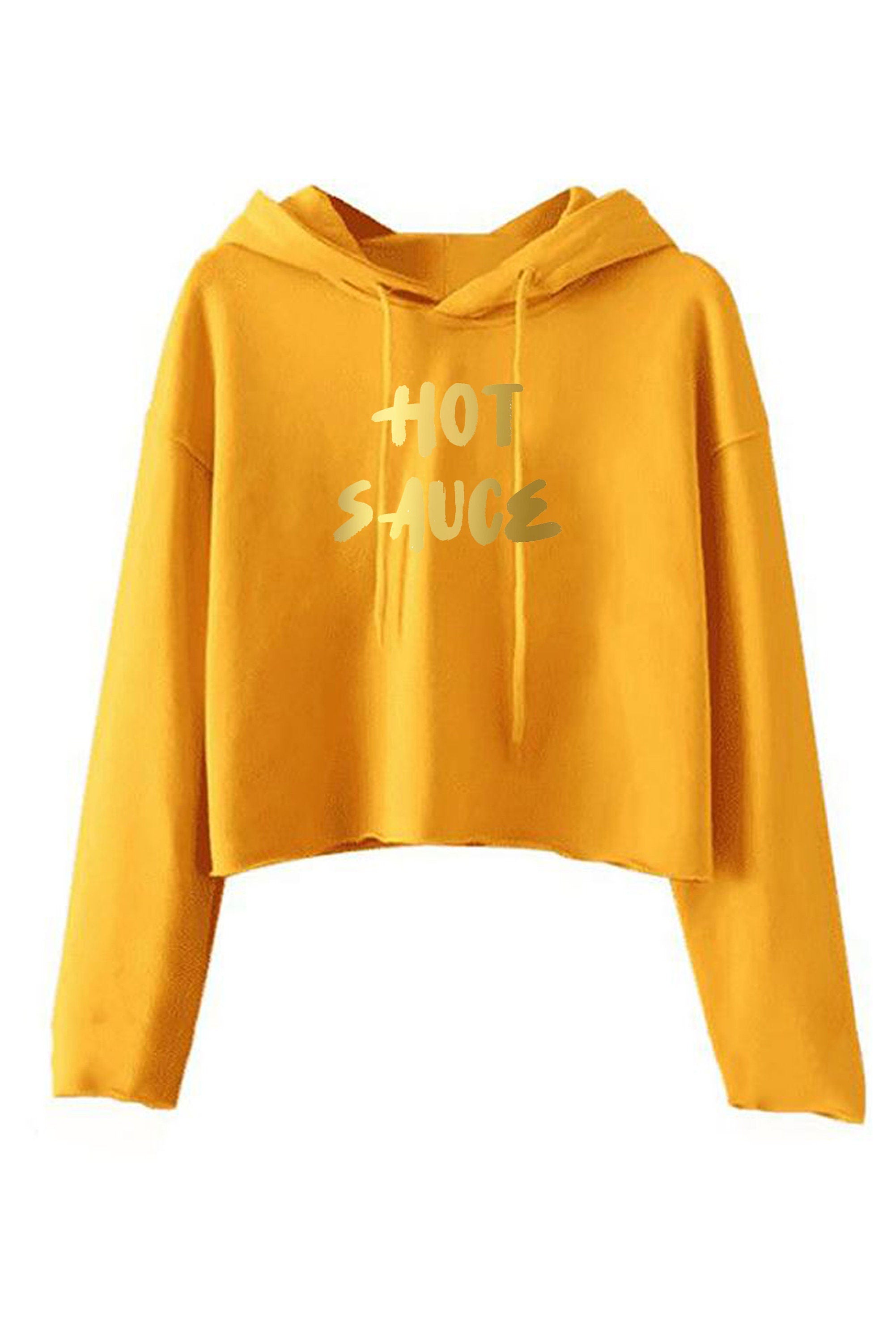 Hot Sauce Funny Ladies Crop Tops Hoodie Hoody Hooded Croptop crop-top Womens Birthday Gift GF Valentines Top Partywear Pool Golf Font