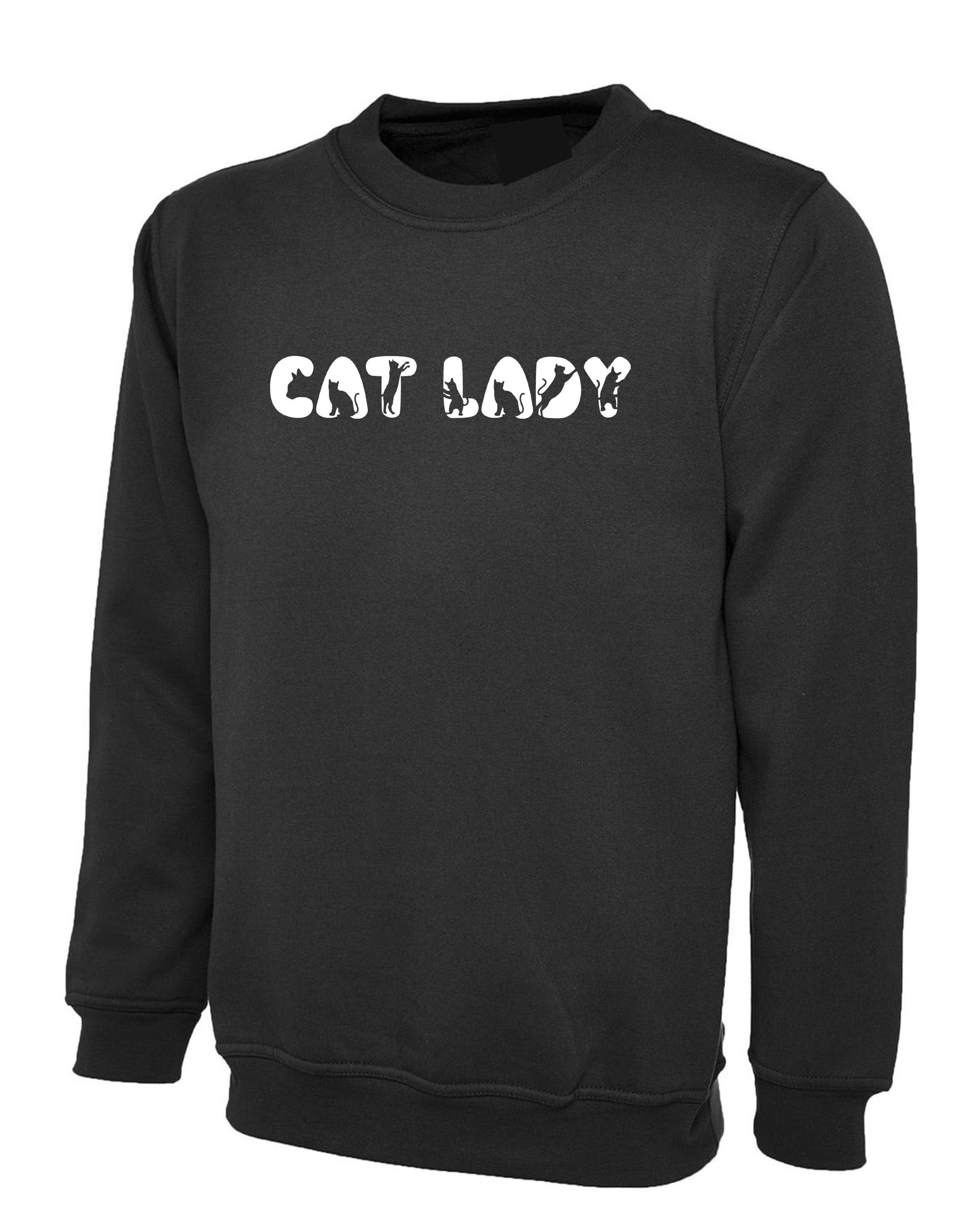 Cat Lovers Ladies Sweatshirt Jumper Sweater Shirt Cat Lady Kitten Lover Womens Gift Birthday Xmas Present Animal Pet Lover