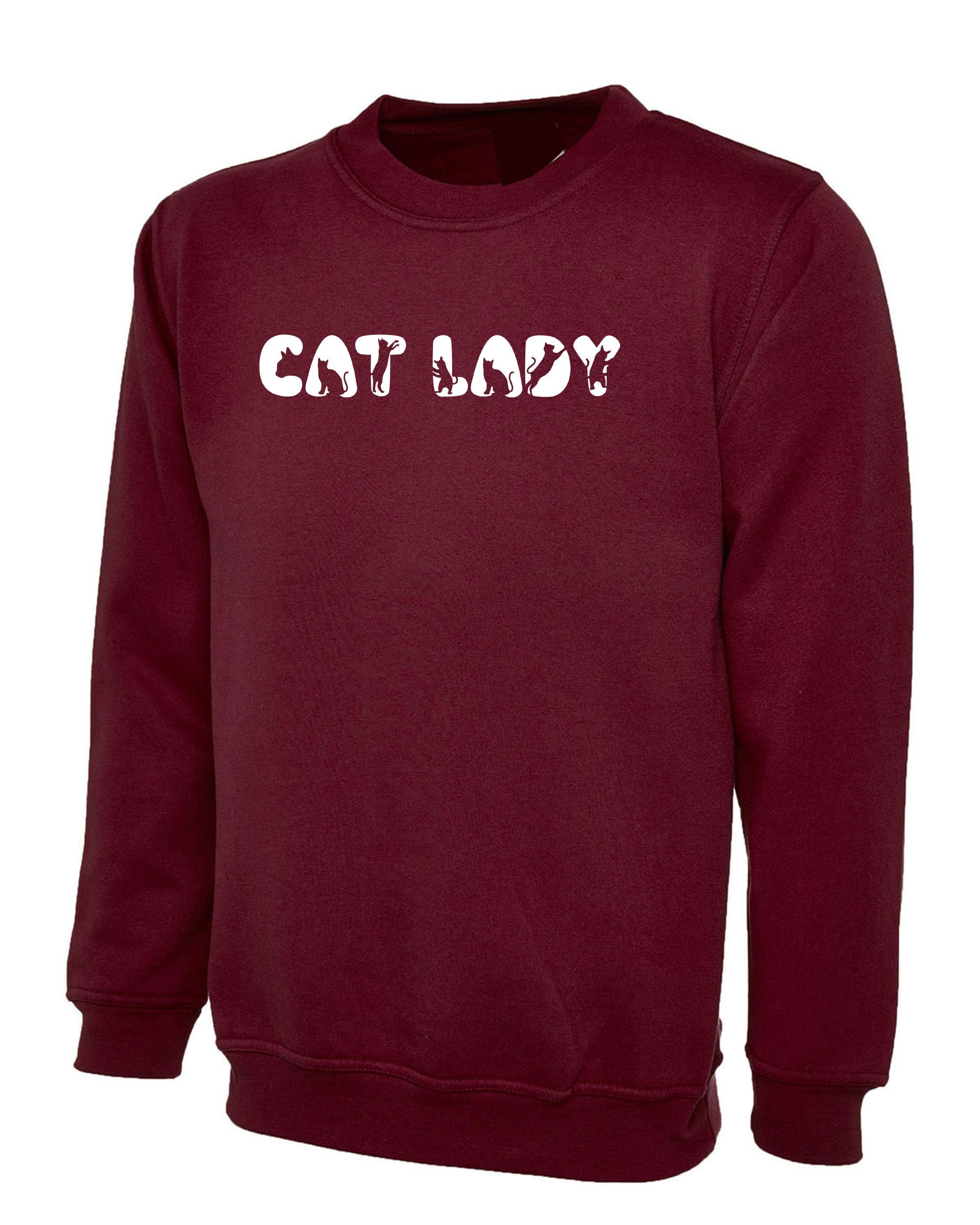 Cat Lovers Ladies Sweatshirt Jumper Sweater Shirt Cat Lady Kitten Lover Womens Gift Birthday Xmas Present Animal Pet Lover