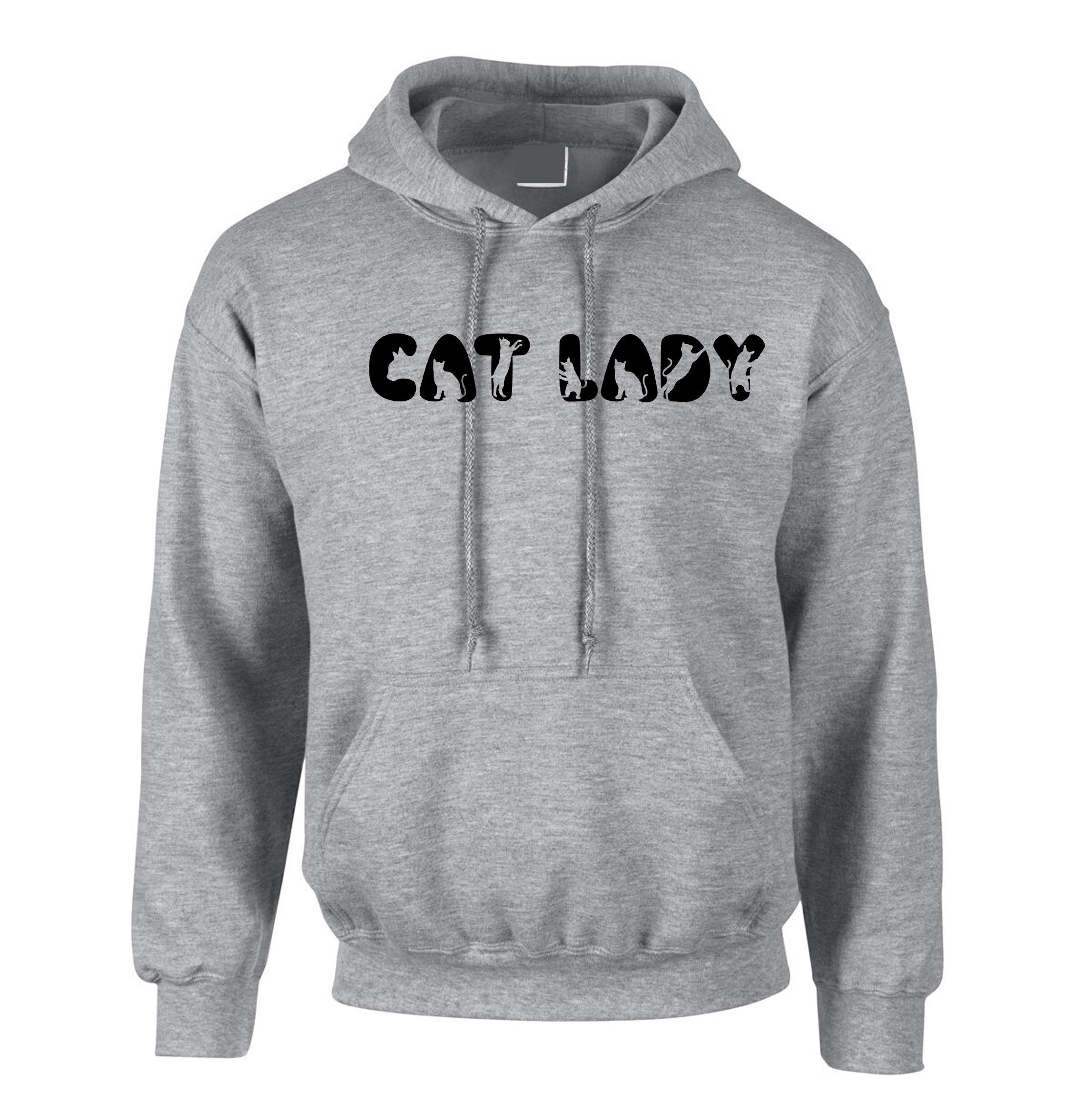 Cat Lovers Ladies Hoodie Hoody Hood Hooded Cat Lady Kitten Lover Womens Gift Birthday Xmas Present Animal Pet Lover