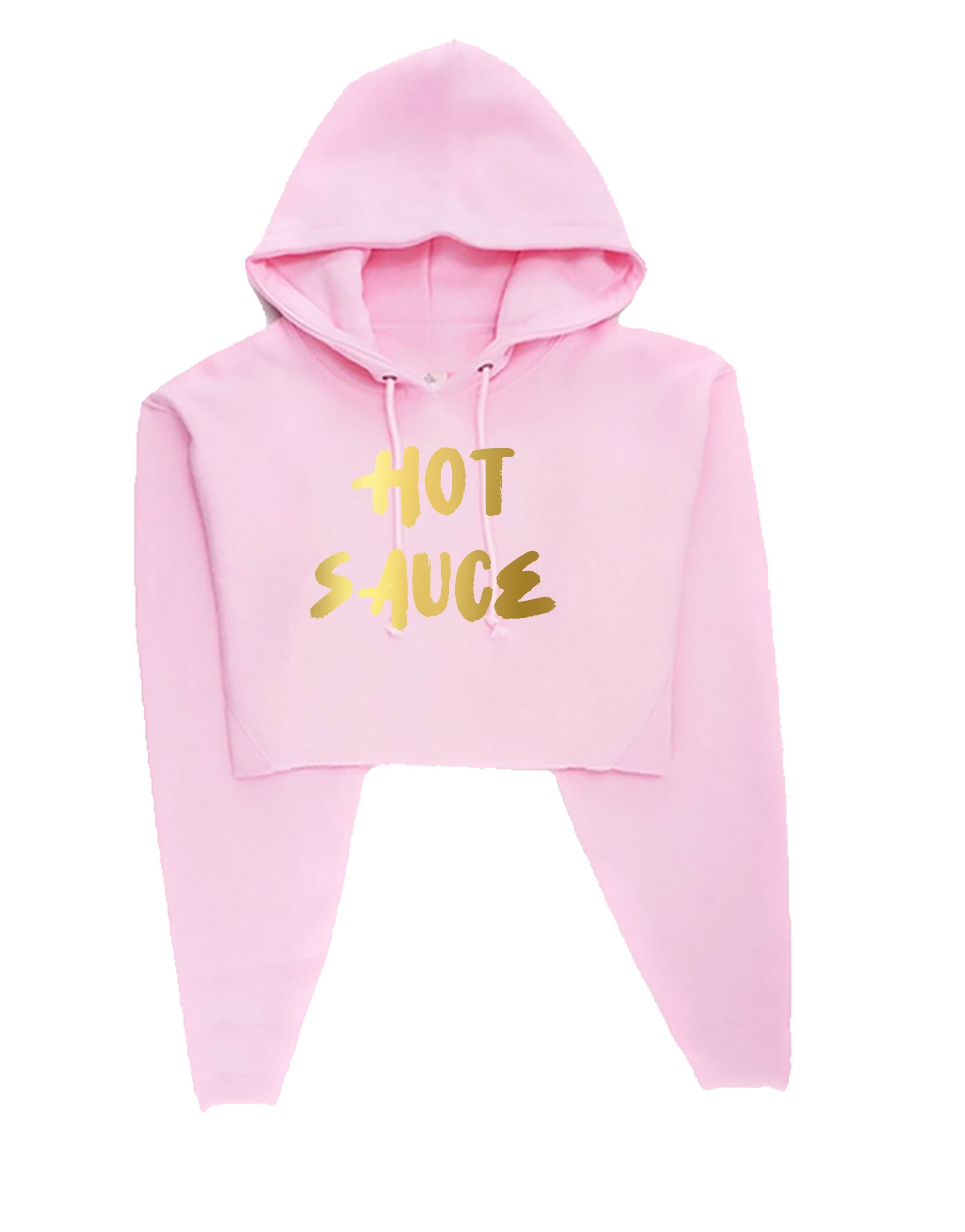 Hot Sauce Funny Ladies Crop Tops Hoodie Hoody Hooded Croptop crop-top Womens Birthday Gift GF Valentines Top Partywear Pool Golf Font