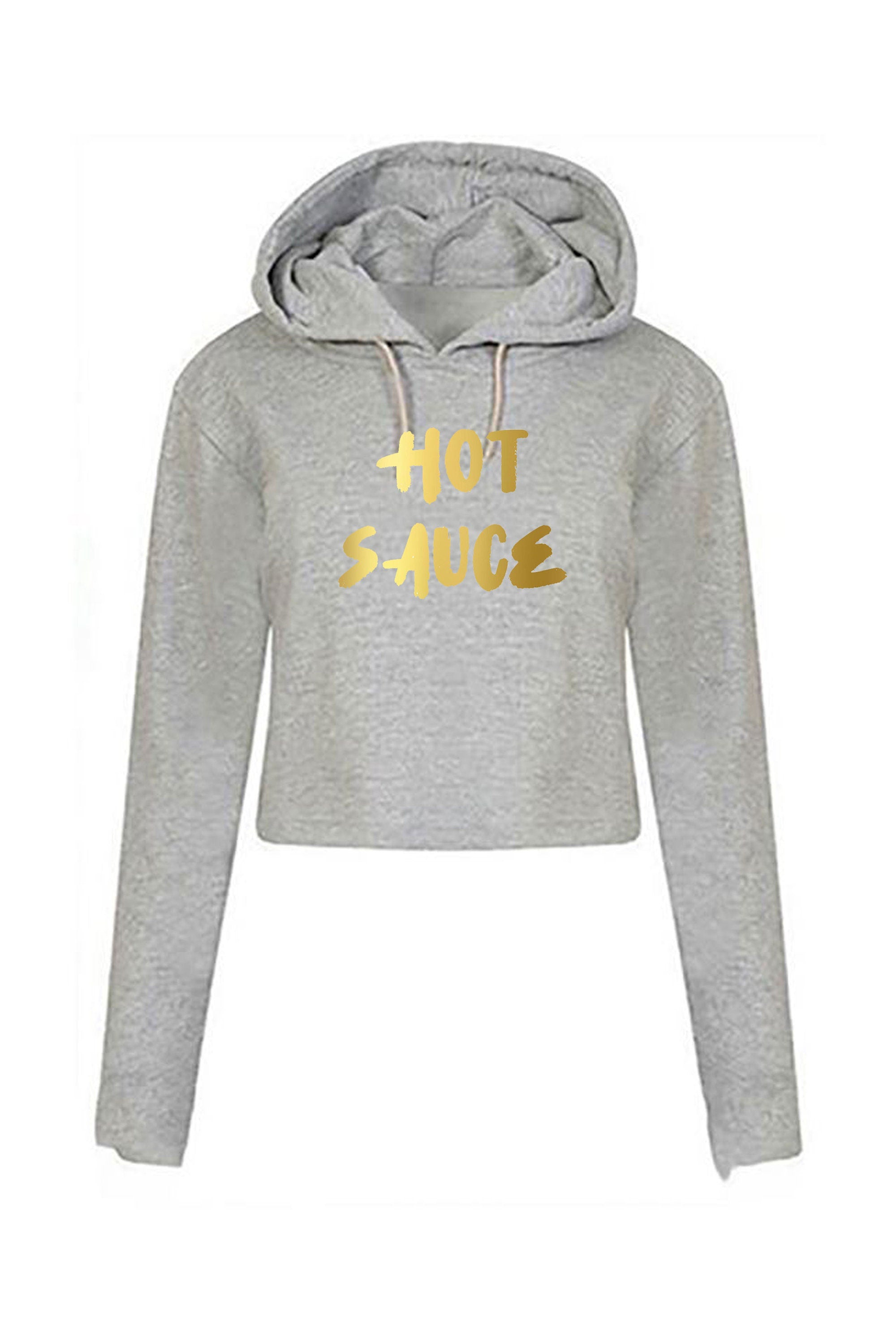 Hot Sauce Funny Ladies Crop Tops Hoodie Hoody Hooded Croptop crop-top Womens Birthday Gift GF Valentines Top Partywear Pool Golf Font