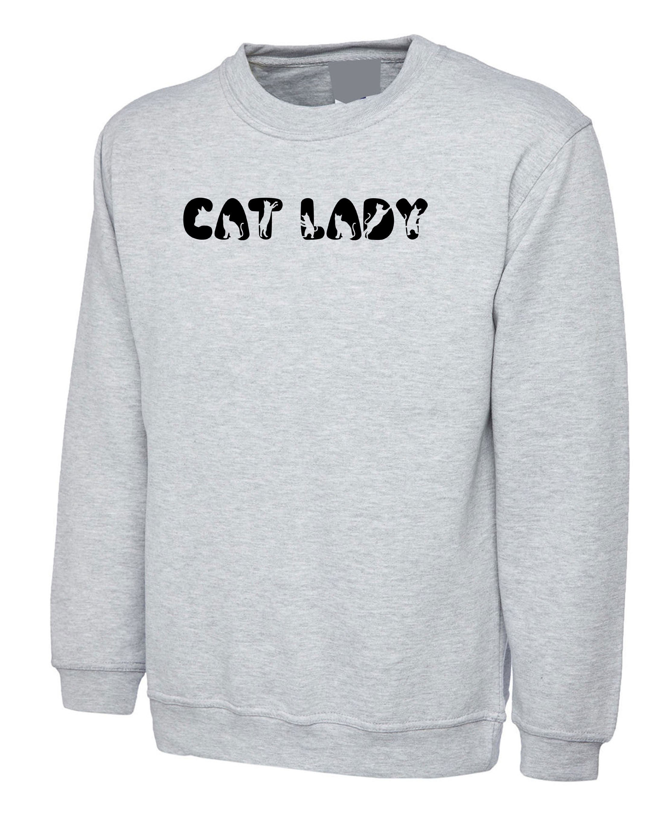 Cat Lovers Ladies Sweatshirt Jumper Sweater Shirt Cat Lady Kitten Lover Womens Gift Birthday Xmas Present Animal Pet Lover