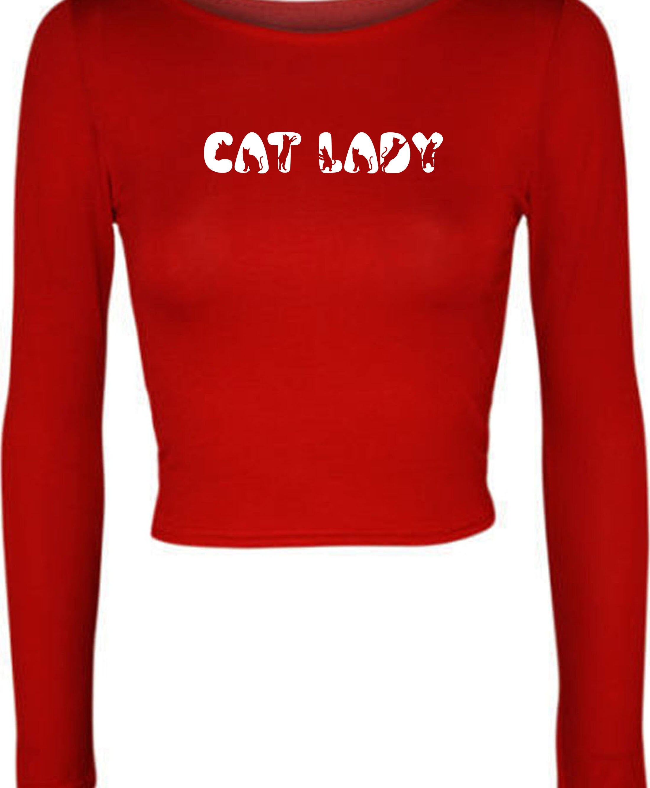 Cat Lovers Ladies Crop Tops Croptop Crop-top Cat Lady Kitten Lover Womens Gift Birthday Xmas Present Animal Pet Lover