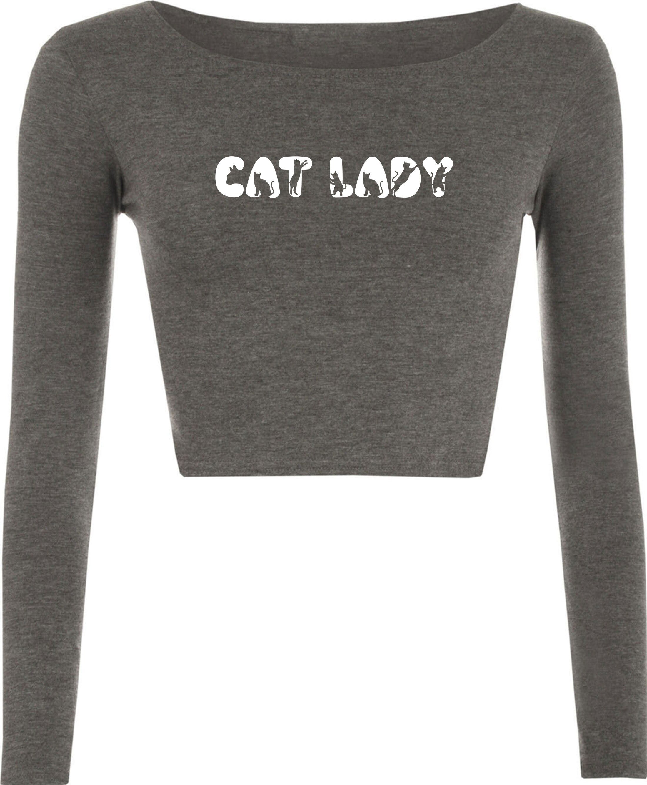 Cat Lovers Ladies Crop Tops Croptop Crop-top Cat Lady Kitten Lover Womens Gift Birthday Xmas Present Animal Pet Lover