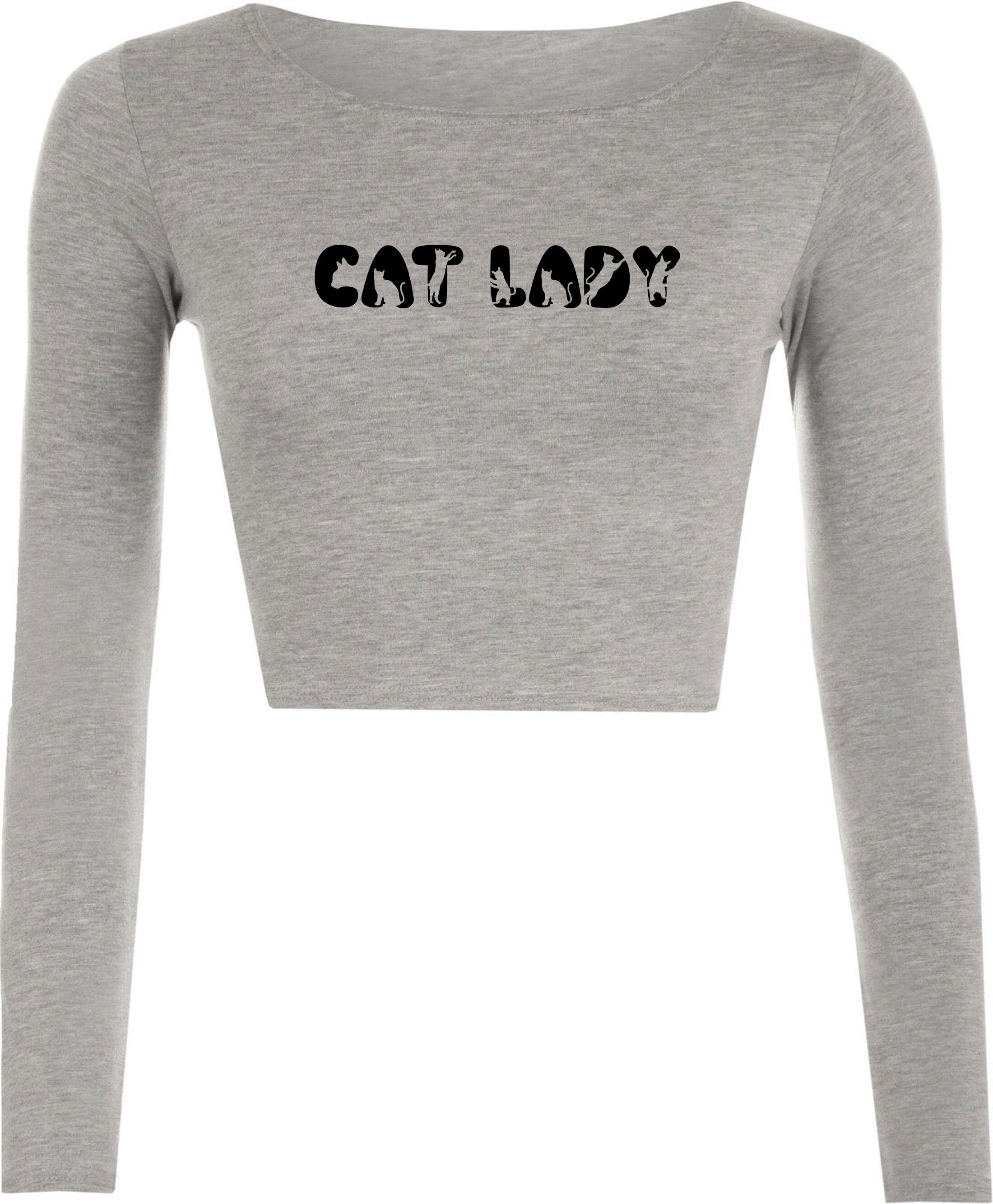 Cat Lovers Ladies Crop Tops Croptop Crop-top Cat Lady Kitten Lover Womens Gift Birthday Xmas Present Animal Pet Lover