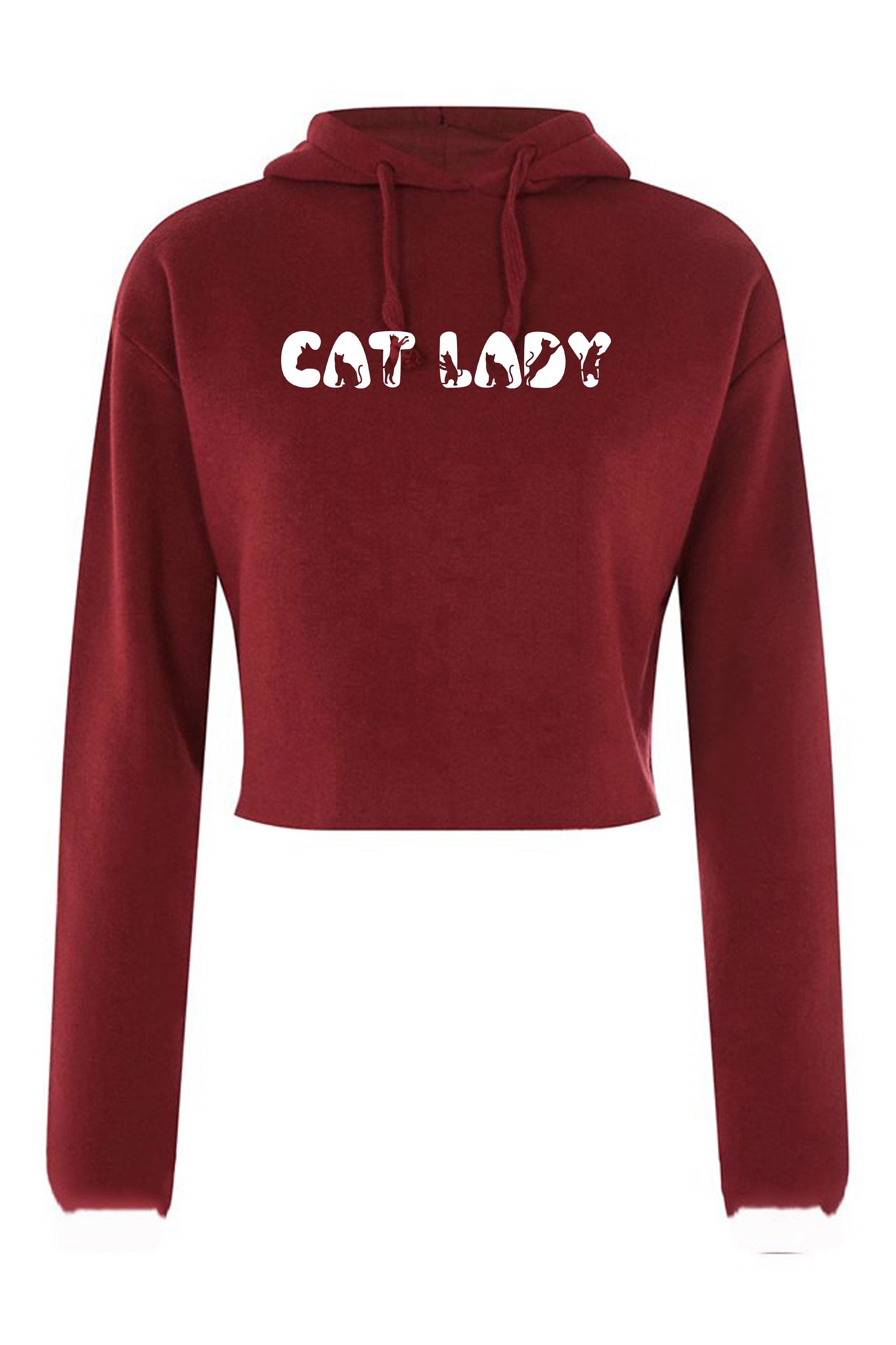 Cat Lovers Ladies Crop Tops Hoodie Hood Funny Croptop Crop-top Cat Lady Kitten Lover Womens Gift Birthday Xmas Present Animal Pet Lover