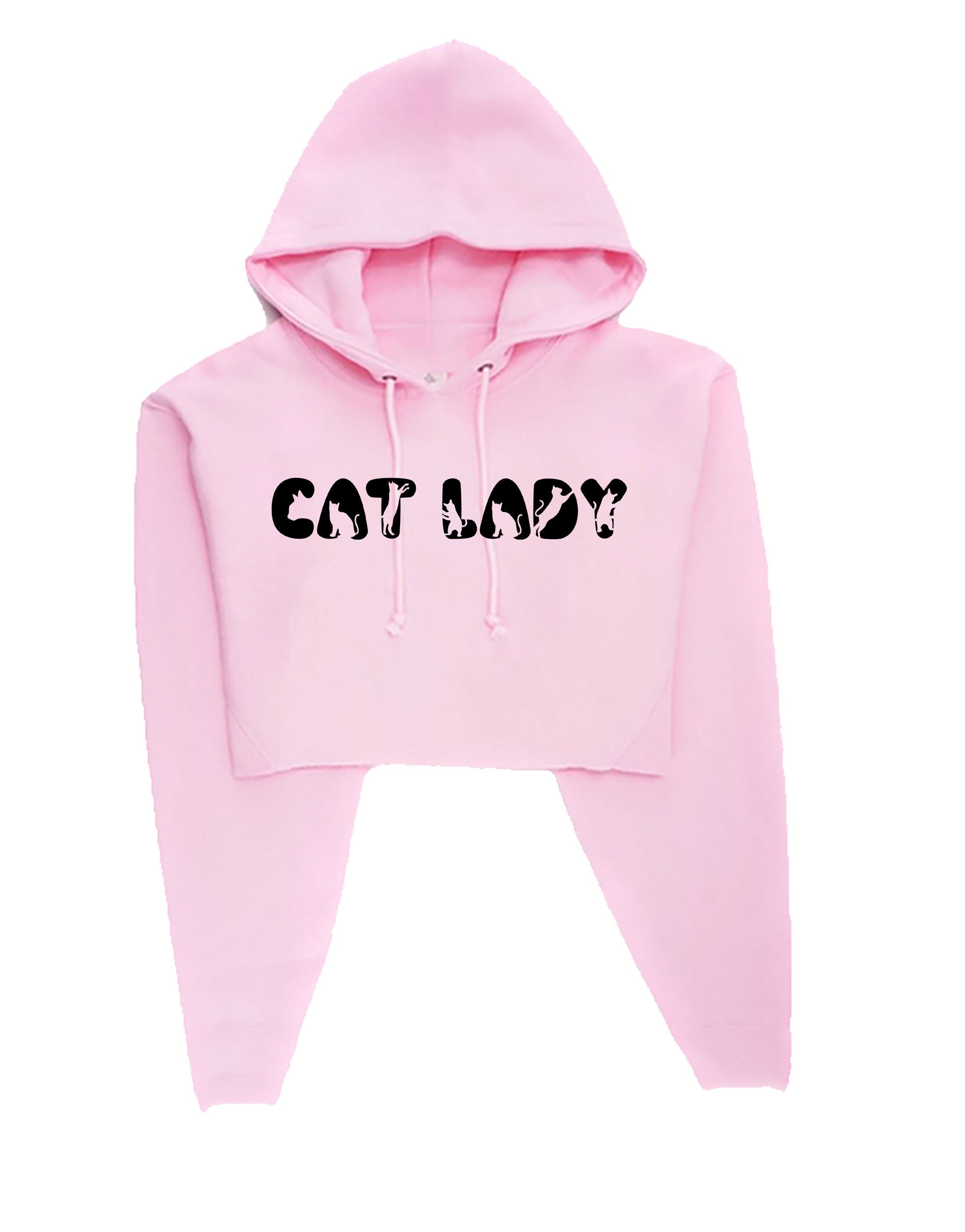 Cat Lovers Ladies Crop Tops Hoodie Hood Funny Croptop Crop-top Cat Lady Kitten Lover Womens Gift Birthday Xmas Present Animal Pet Lover