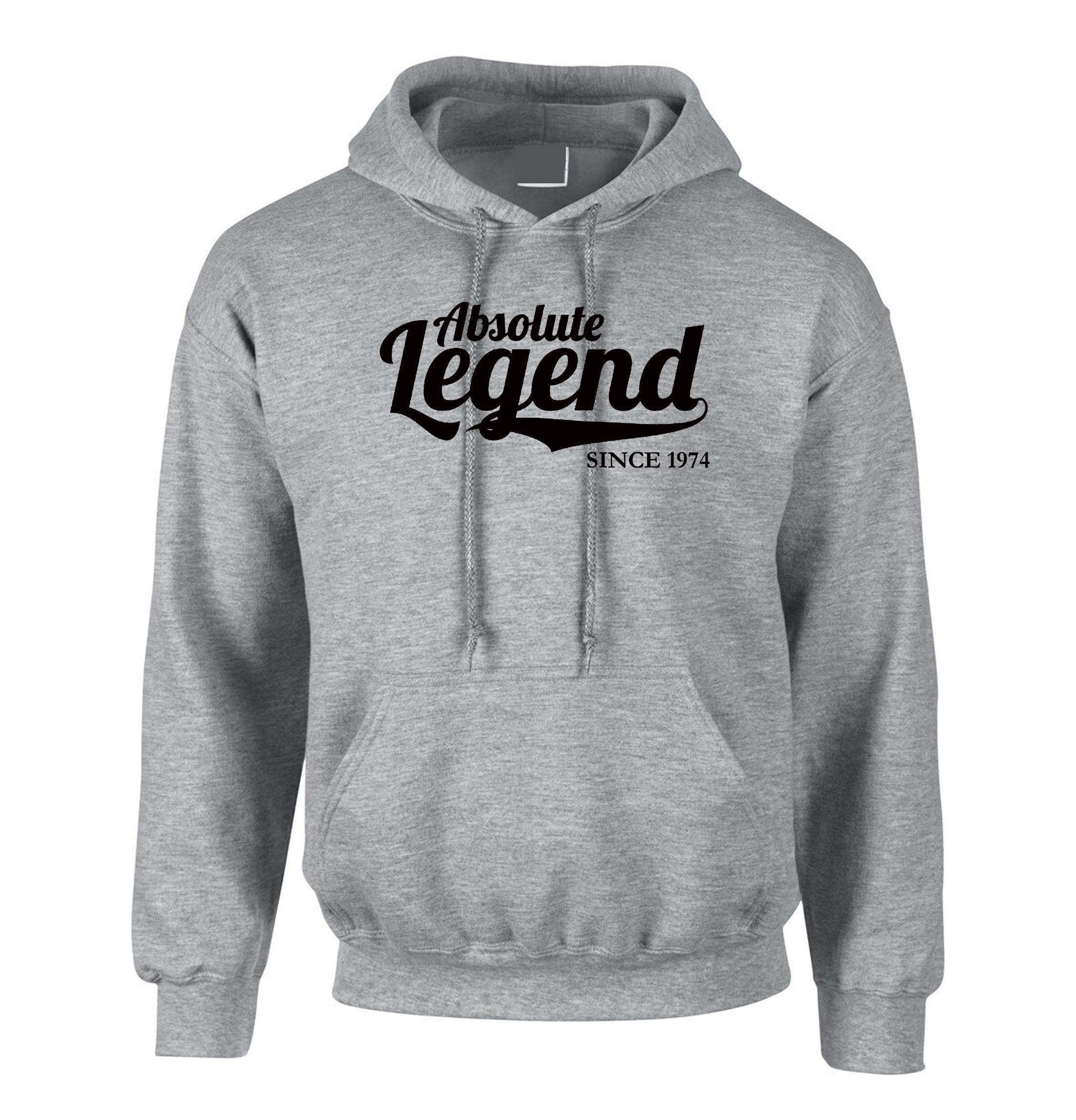 Unisex Ladies Absolute Legend Since 1971 Hoodie Hoody Hood Hooded Funny Awesome Birthday Gift mens joke customised date