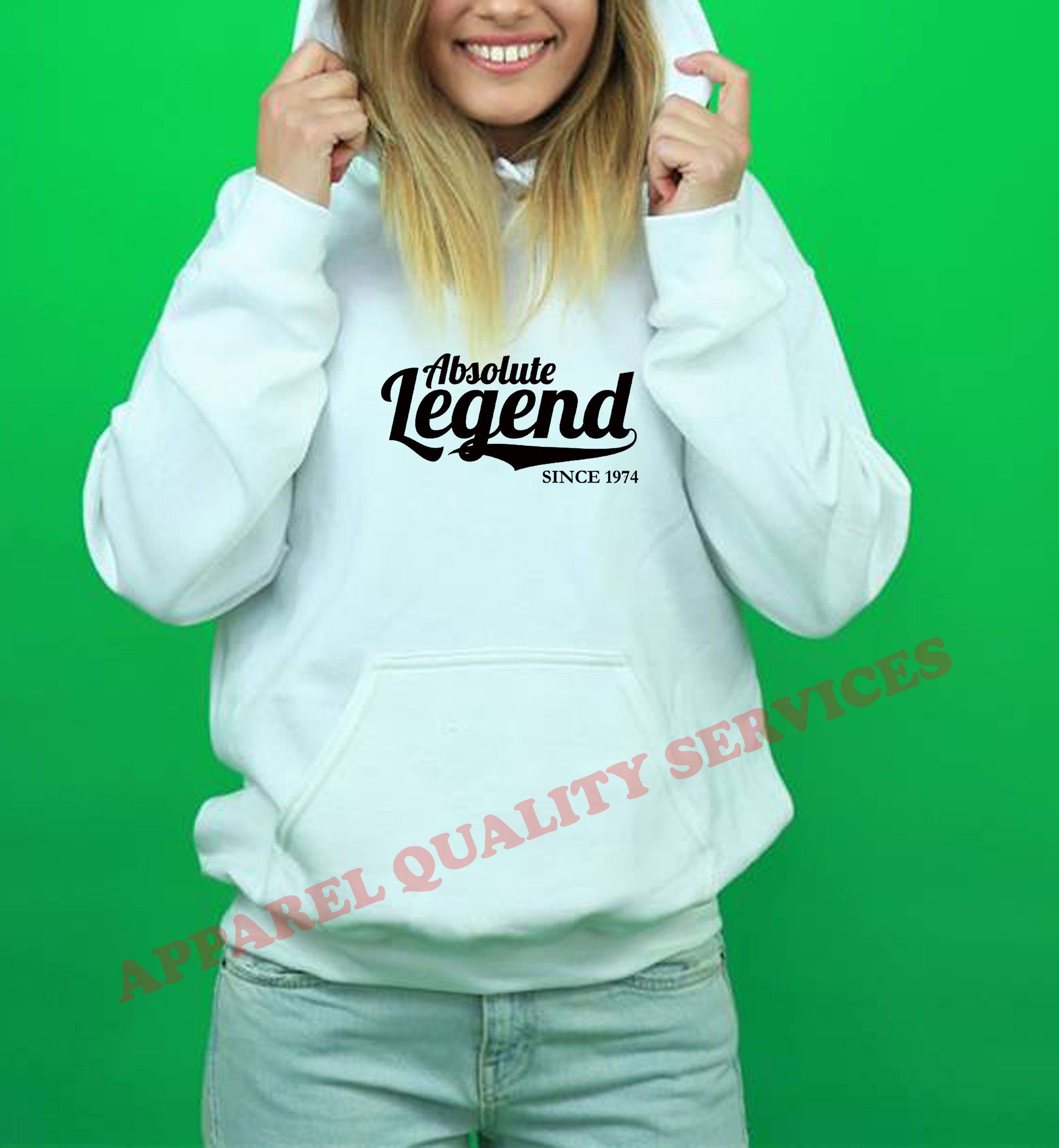 Unisex Ladies Absolute Legend Since 1971 Hoodie Hoody Hood Hooded Funny Awesome Birthday Gift mens joke customised date