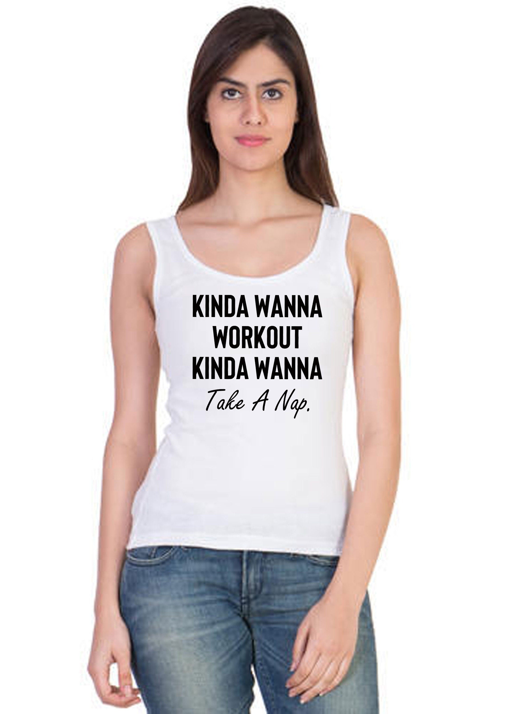 Kinda Workout kinda take a nap Yoga Shirts Ladies Unisex Vest Vests Top Tank Gym Exercise Lazy Workout Jogging Running Funny Humor Joke