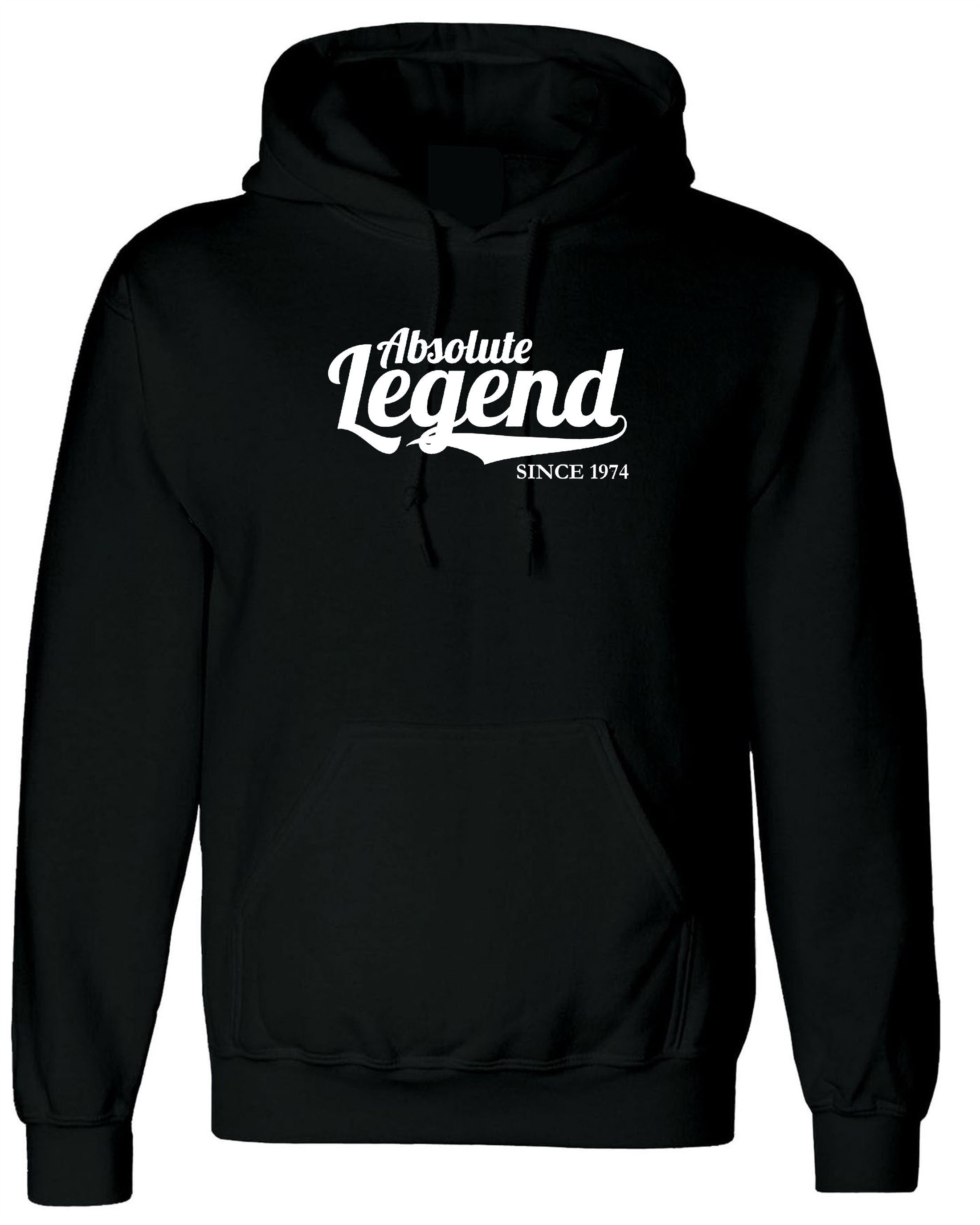 Unisex Ladies Absolute Legend Since 1971 Hoodie Hoody Hood Hooded Funny Awesome Birthday Gift mens joke customised date