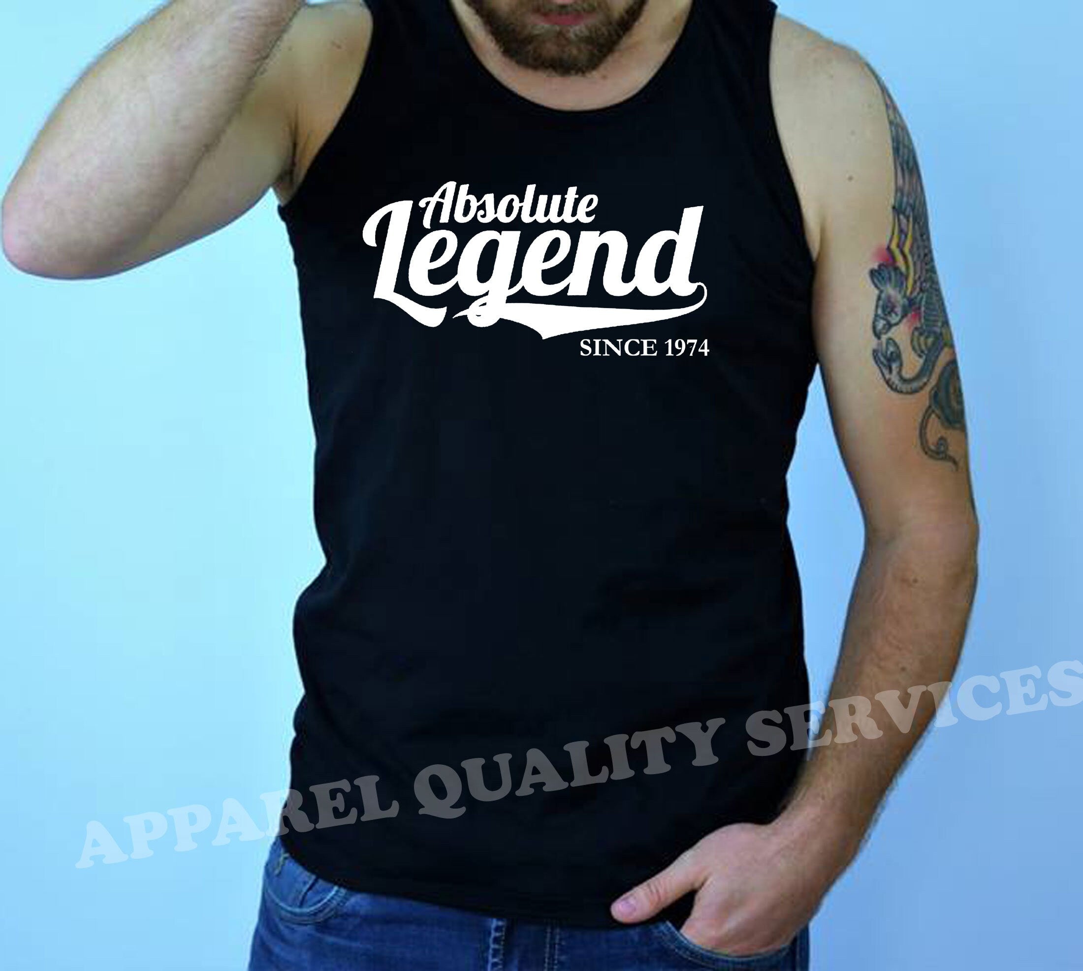 Unisex Ladies Absolute Legend Since 1971 mens vest vests top tank gym workout exercise yoga Funny Awesome Birthday Gift joke customised date