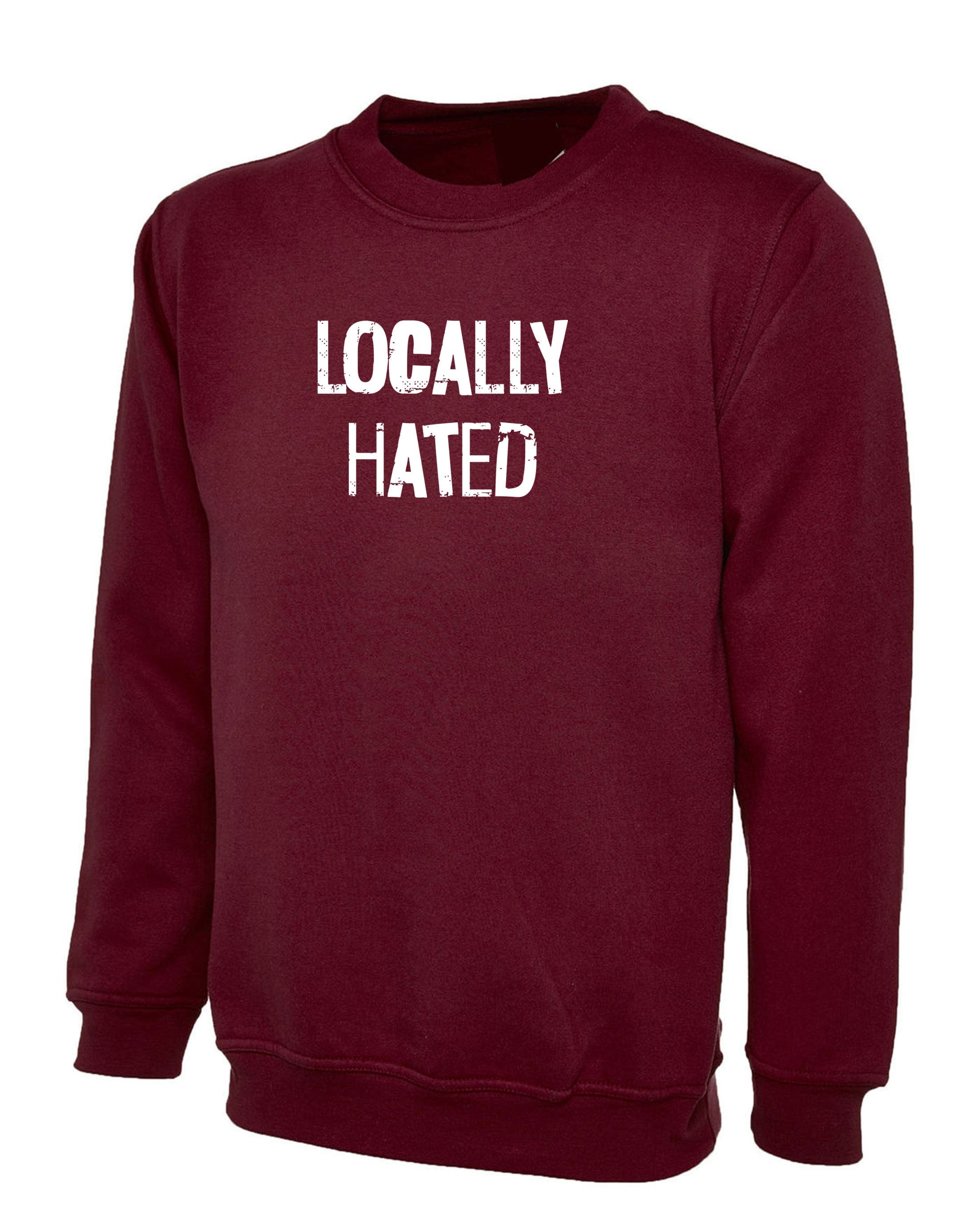 Locally Hated Sweatshirt jumper sweater shirt mens ladies top xmas birthday joke unisex slogan rude sarcastic women present