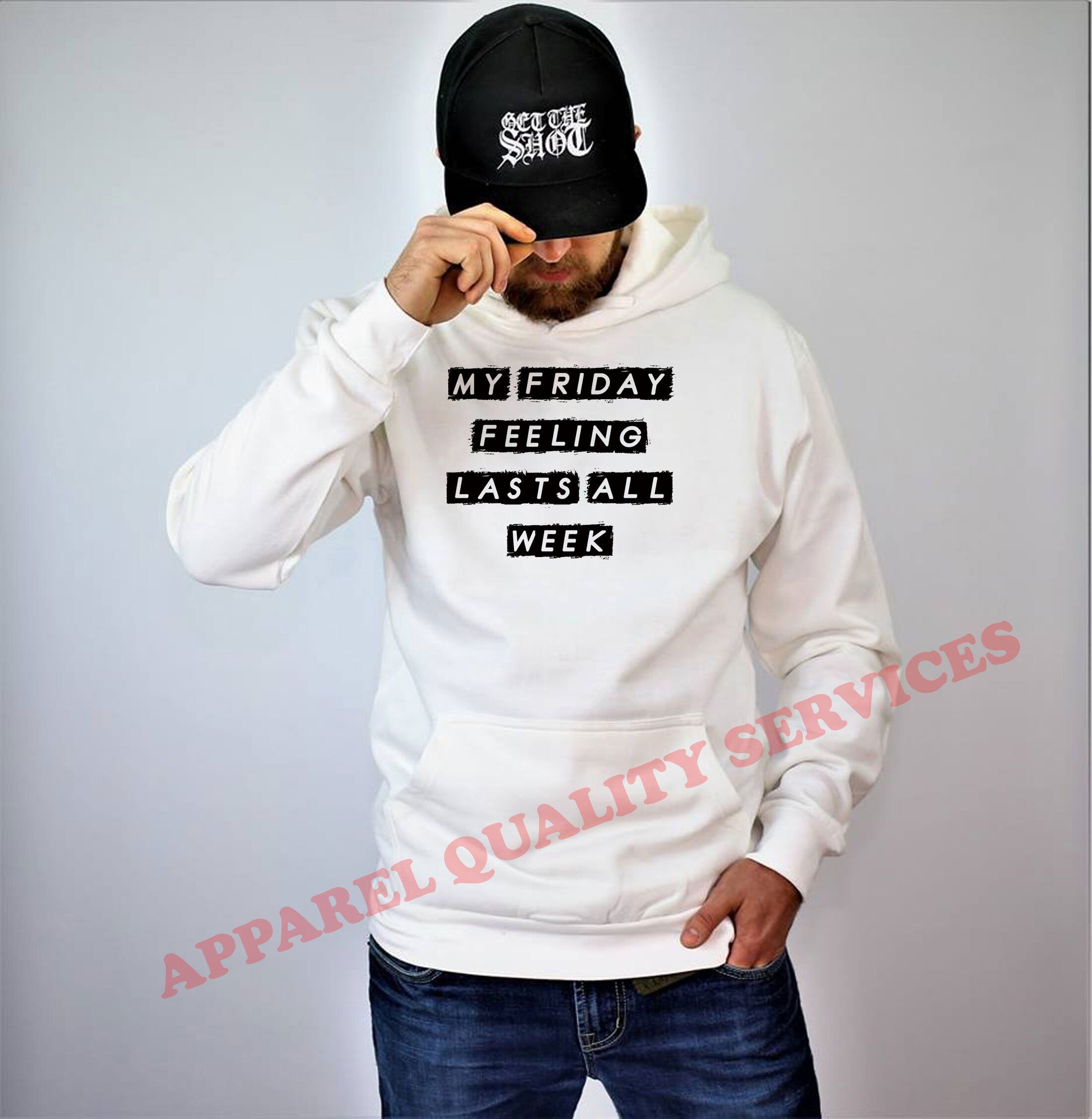 my friday feelings lasts all week funny unisex mens womens hoodie hoody hood hooded weekend lover saturday sunday joke lazy