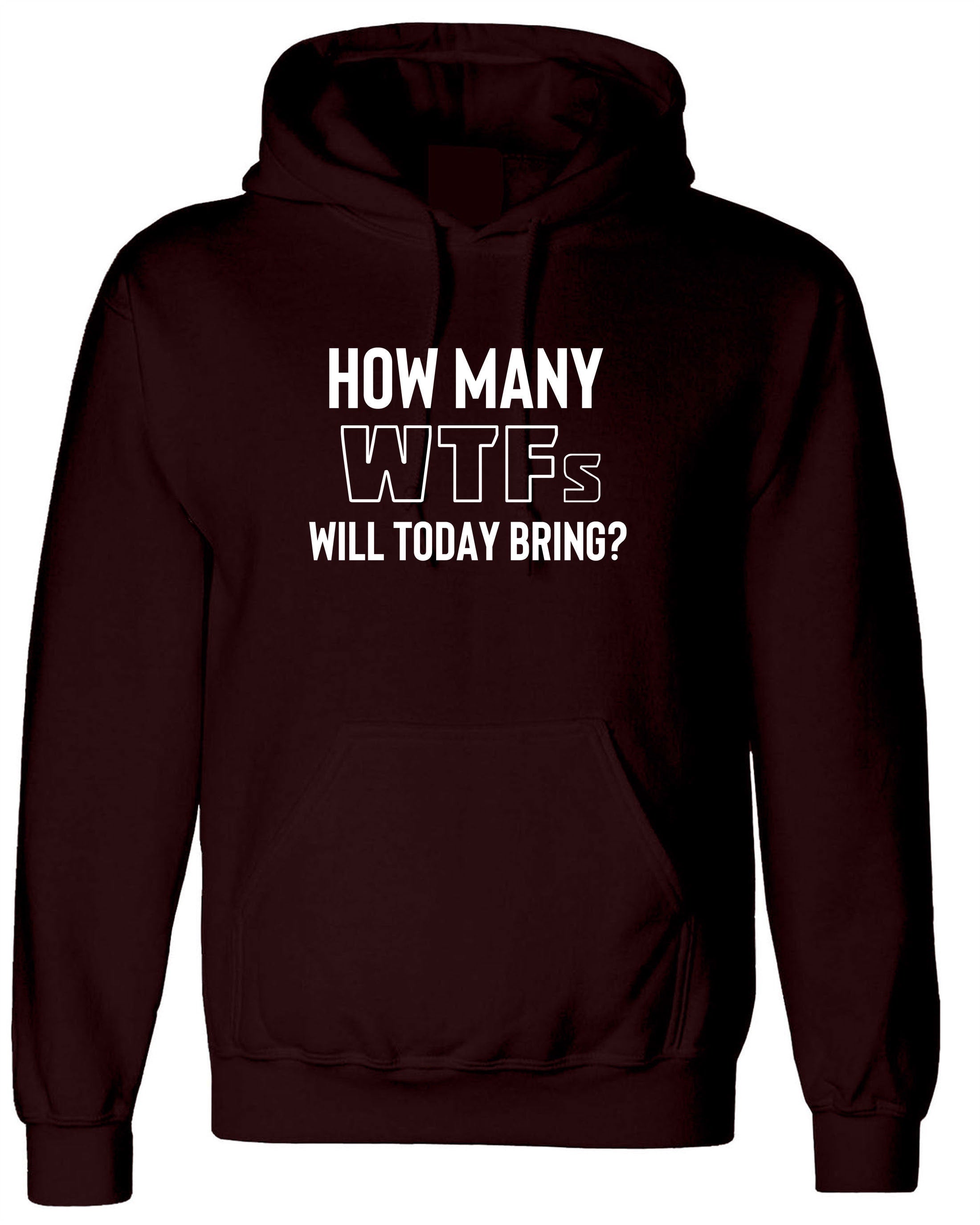 how many WTFs will today bring Funny Ladies Men Unisex Hoodie hoody hood hooded Rude Sarcastic Bad Day Joke adult Humoir Gift