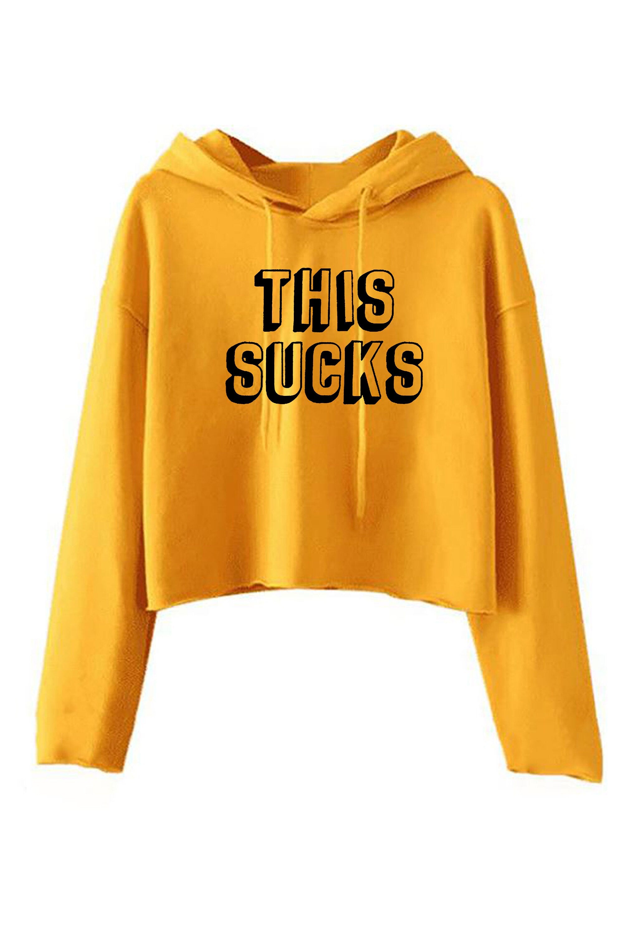 This Sucks Printed Crop Tops Hoodie Hood Crop-top Sarcastic Humor Graphic Novelty Funny Xmas Christmas Gift Top Joke Adult Humor Sarcastic