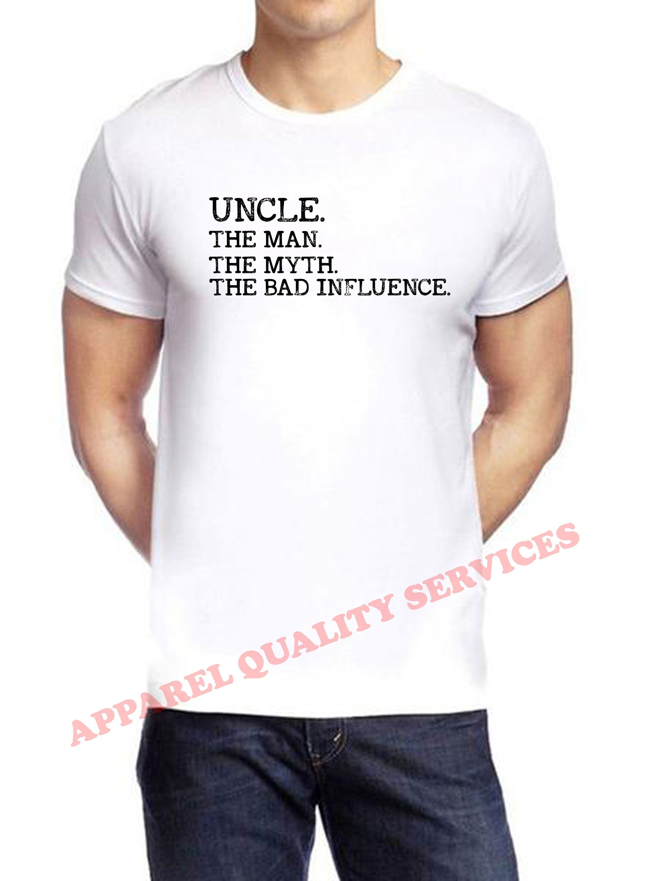 Uncle The Man The Myth The Bad Influence Mens T Shirt Tshirt T-shirt Tee Shirt Vintage Uncle birthday Funny Gift Retro Joke Present Xmas