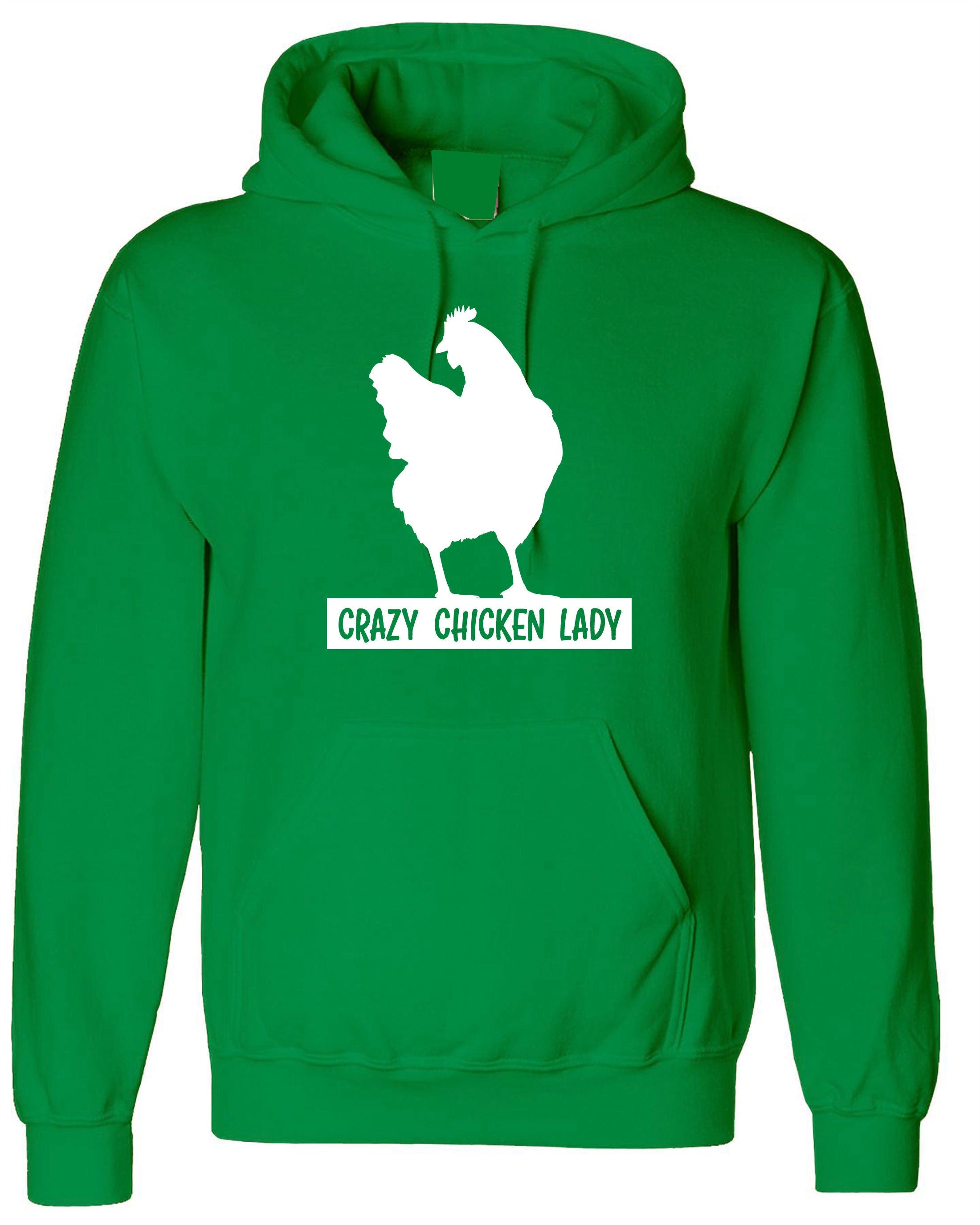 Crazy Chicken Lady Funny Ladies Hoodie Hoody Hood Hooded Adult Joke Humor Womens Birthday Gift Christmas Present Xmas