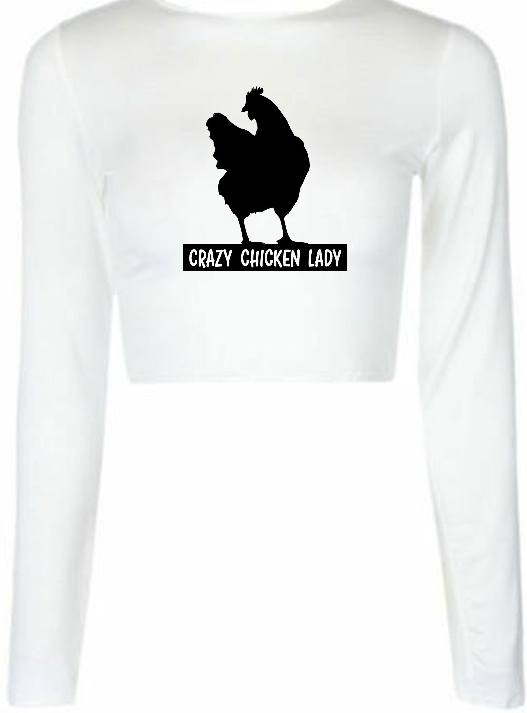 Crazy Chicken Lady Funny Ladies Crop Tops Croptop Crop-top Adult Joke Humor Womens Birthday Gift Christmas Present Xmas