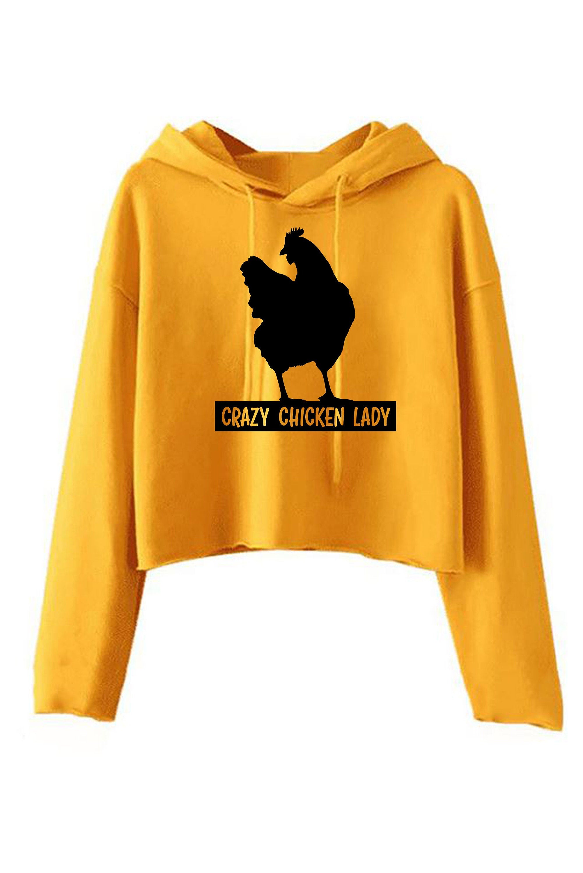 Crazy Chicken Lady Funny Ladies Crop Tops Hoodie Hoody Hood Croptop Crop-top Adult Joke Humor Womens Birthday Gift Christmas Present Xmas