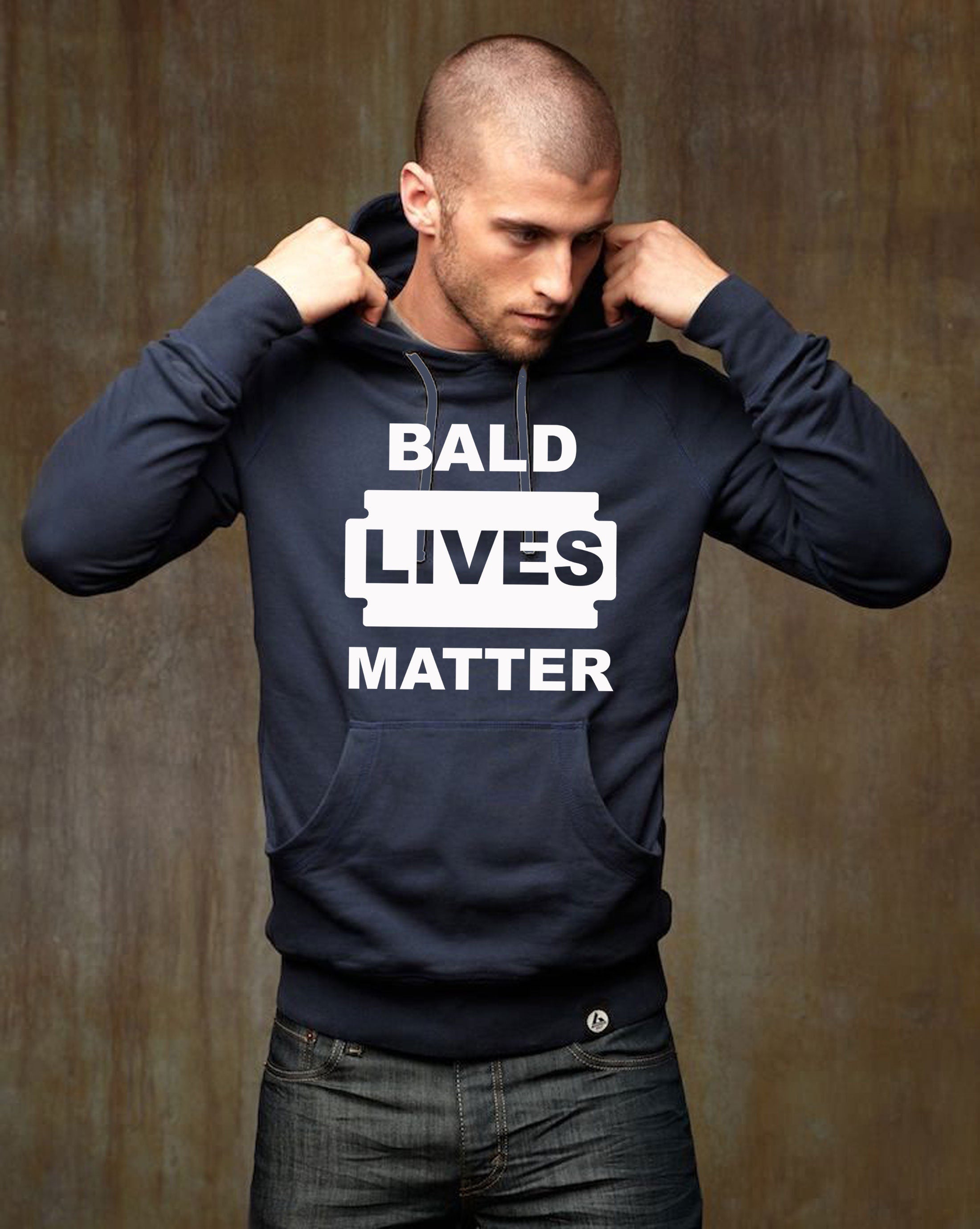 Bald lives Matter Funny Men Hoodie Hoody Hood Hooded Gift for Father Uncle Bald Friend Joke Birthday Present Xmas parody