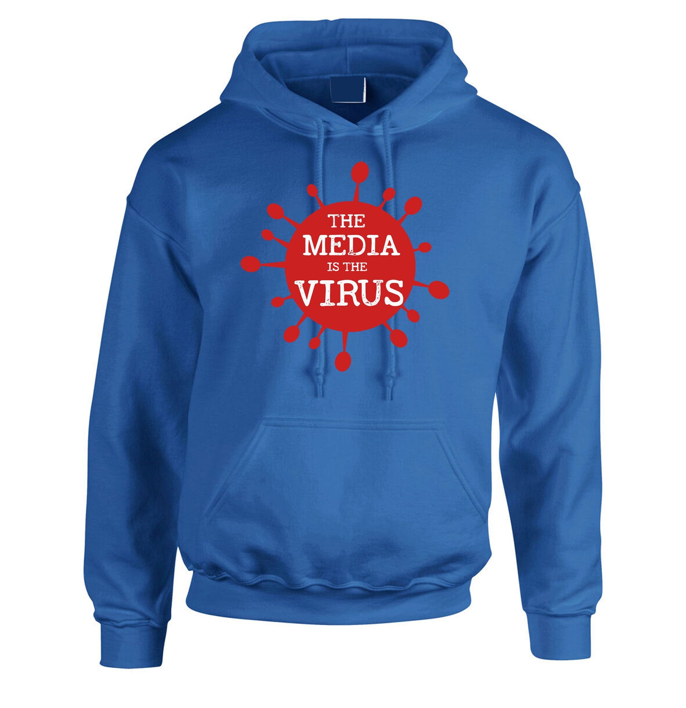 The Media Is The Virus Version 2 3 4 Hoodie Hoody Hood Hooded Joke Pandemic Quarantine Funny Men Adult Unisex