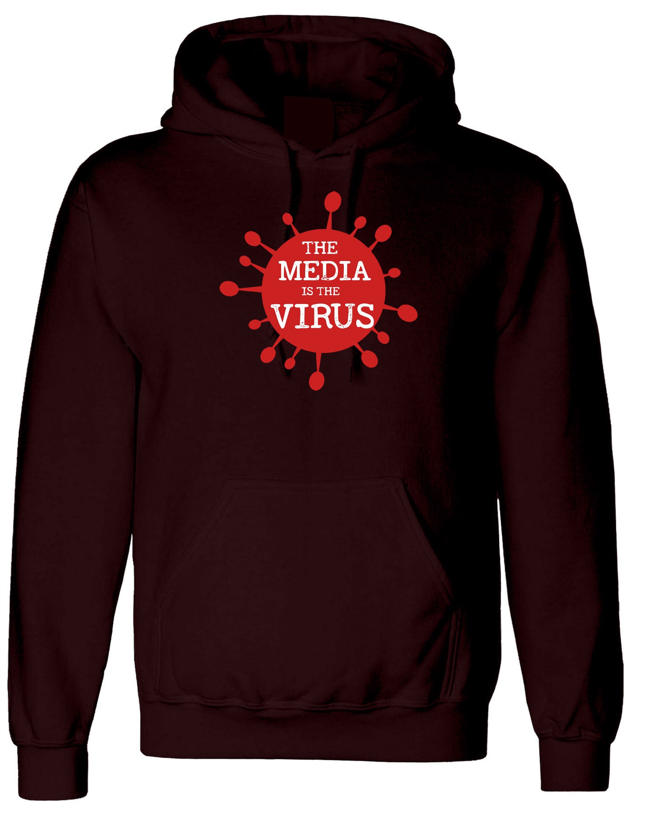 The Media Is The Virus Version 2 3 4 Hoodie Hoody Hood Hooded Joke Pandemic Quarantine Funny Men Adult Unisex