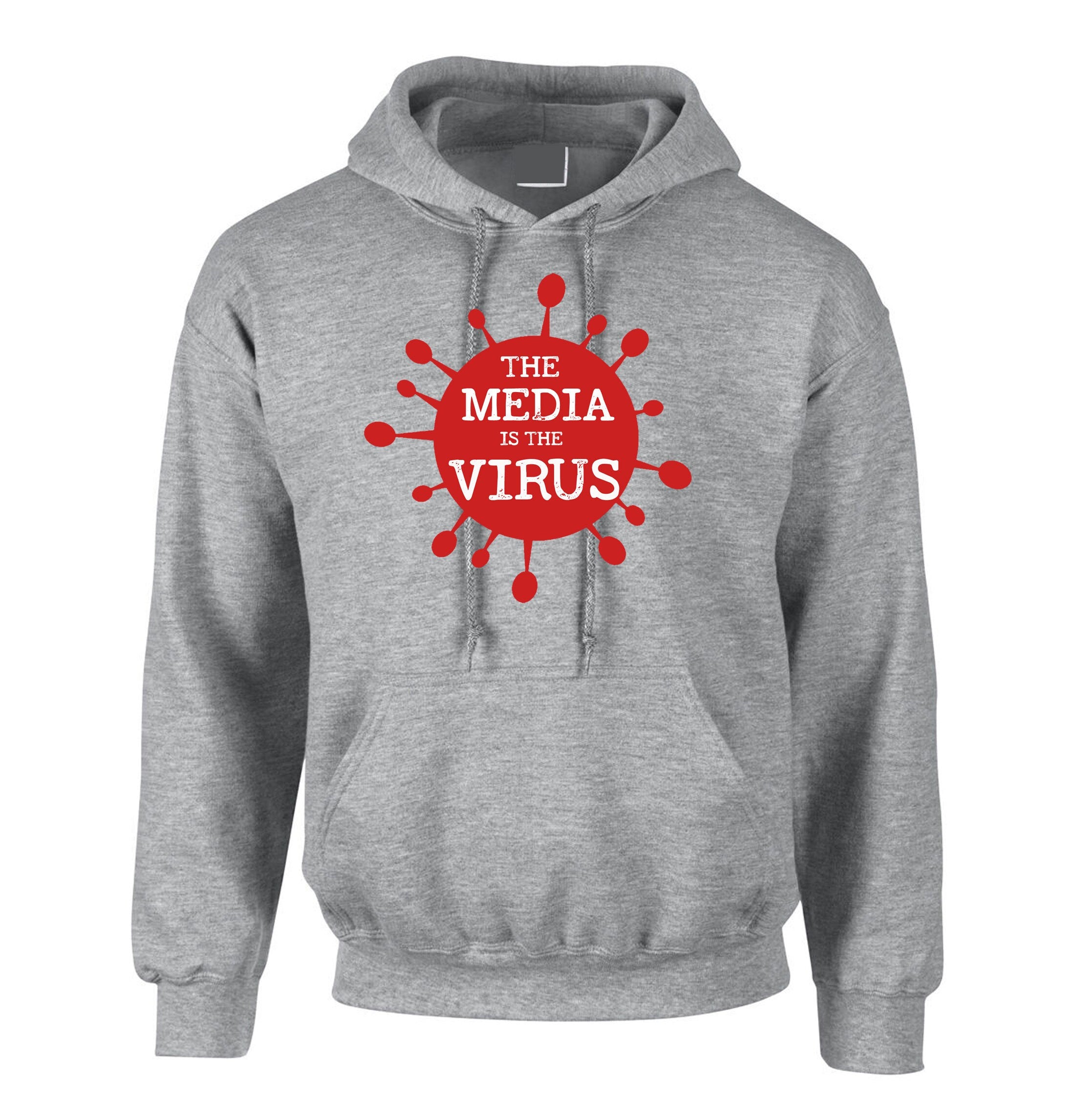 The Media Is The Virus Version 2 3 4 Hoodie Hoody Hood Hooded Joke Pandemic Quarantine Funny Men Adult Unisex