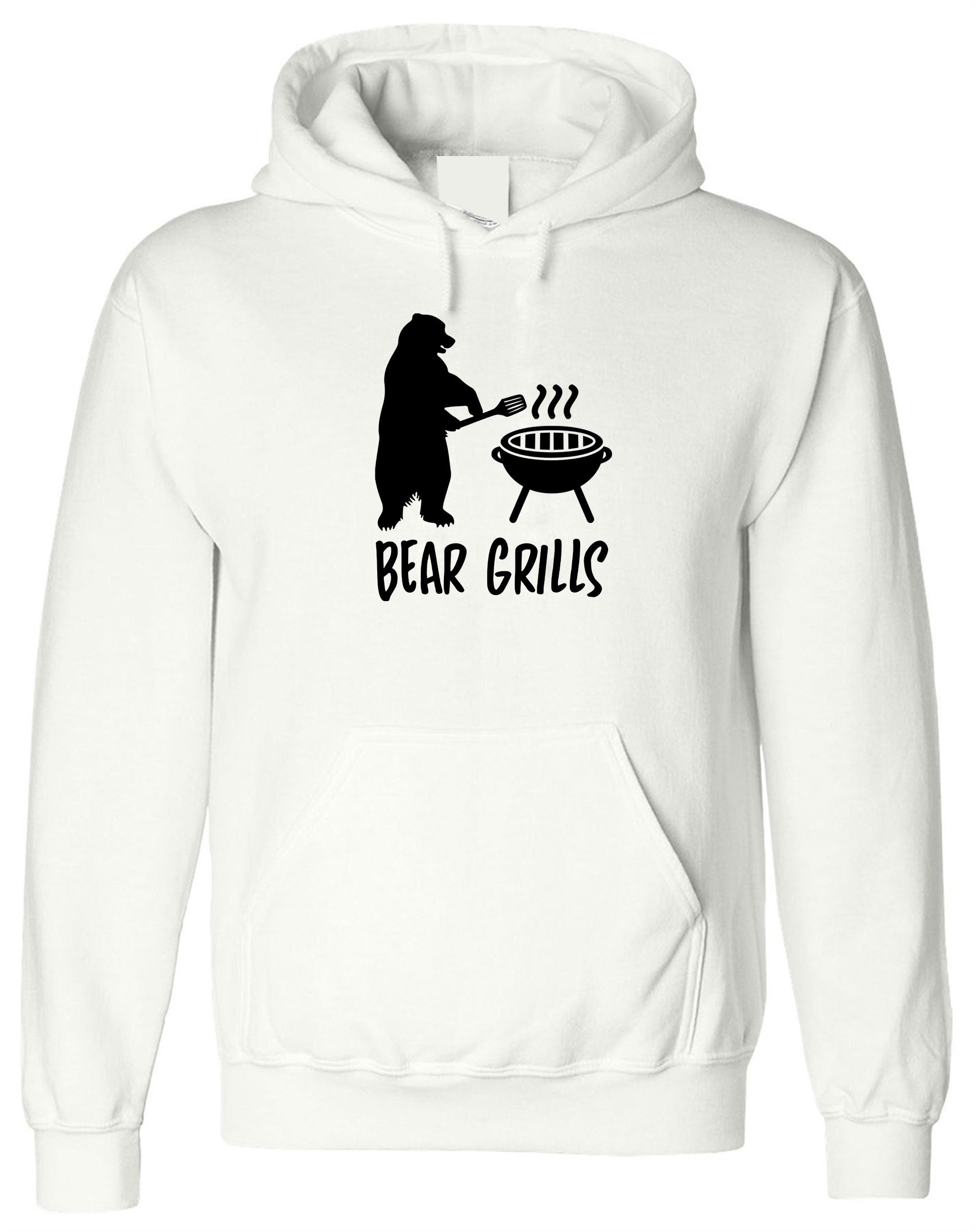 New Funny BEAR GRILLS Joke BBQ Top Quality Hoodie Hoody Hood Hooded Top Christmas or Birthday Gift or Present Unisex Men