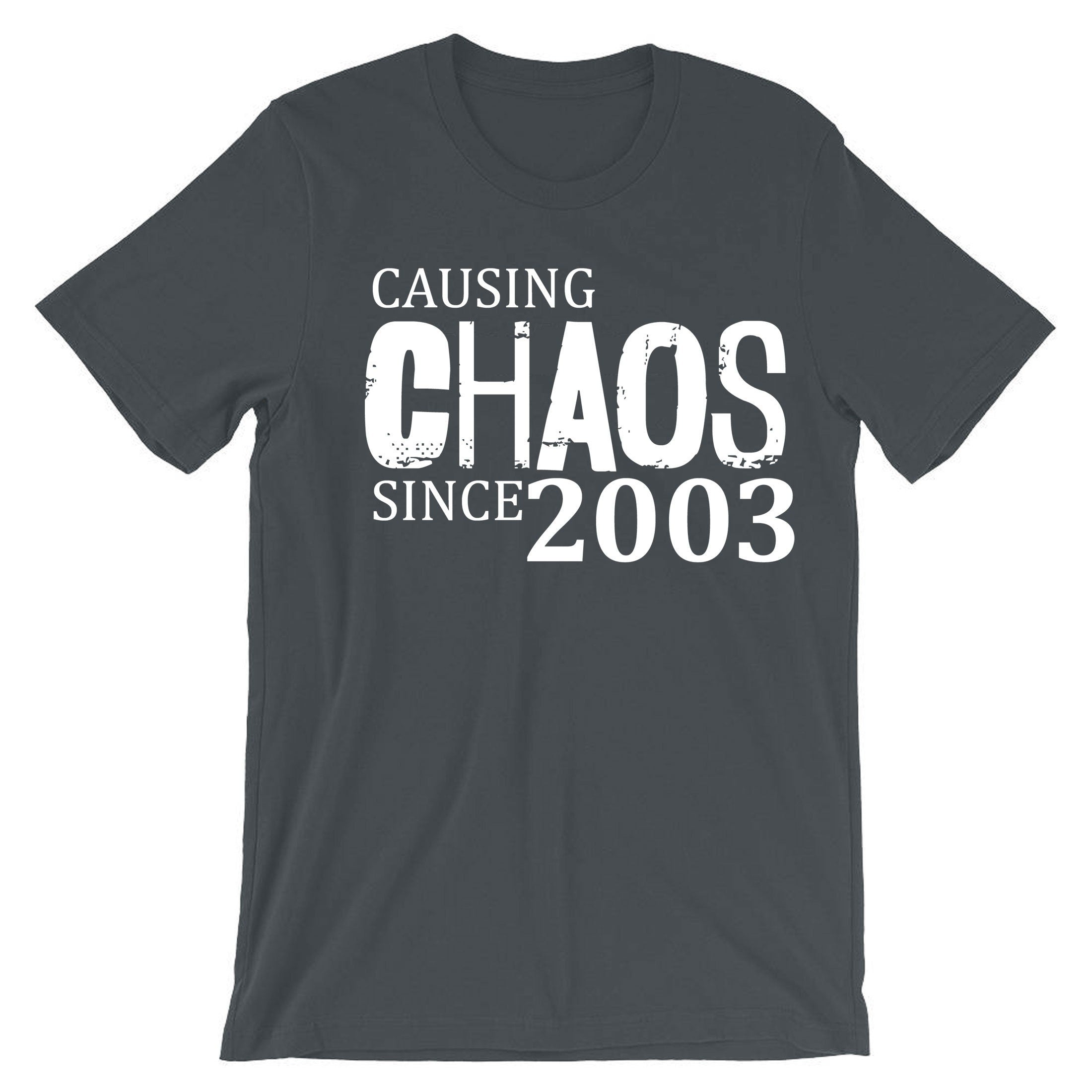 Women Ladies Causing Chaos Since 2003 (customized Date) T Shirt T-shirt Tshirt Tee Shirt Funny 18th Birthday Christmas Gift Top Unisex