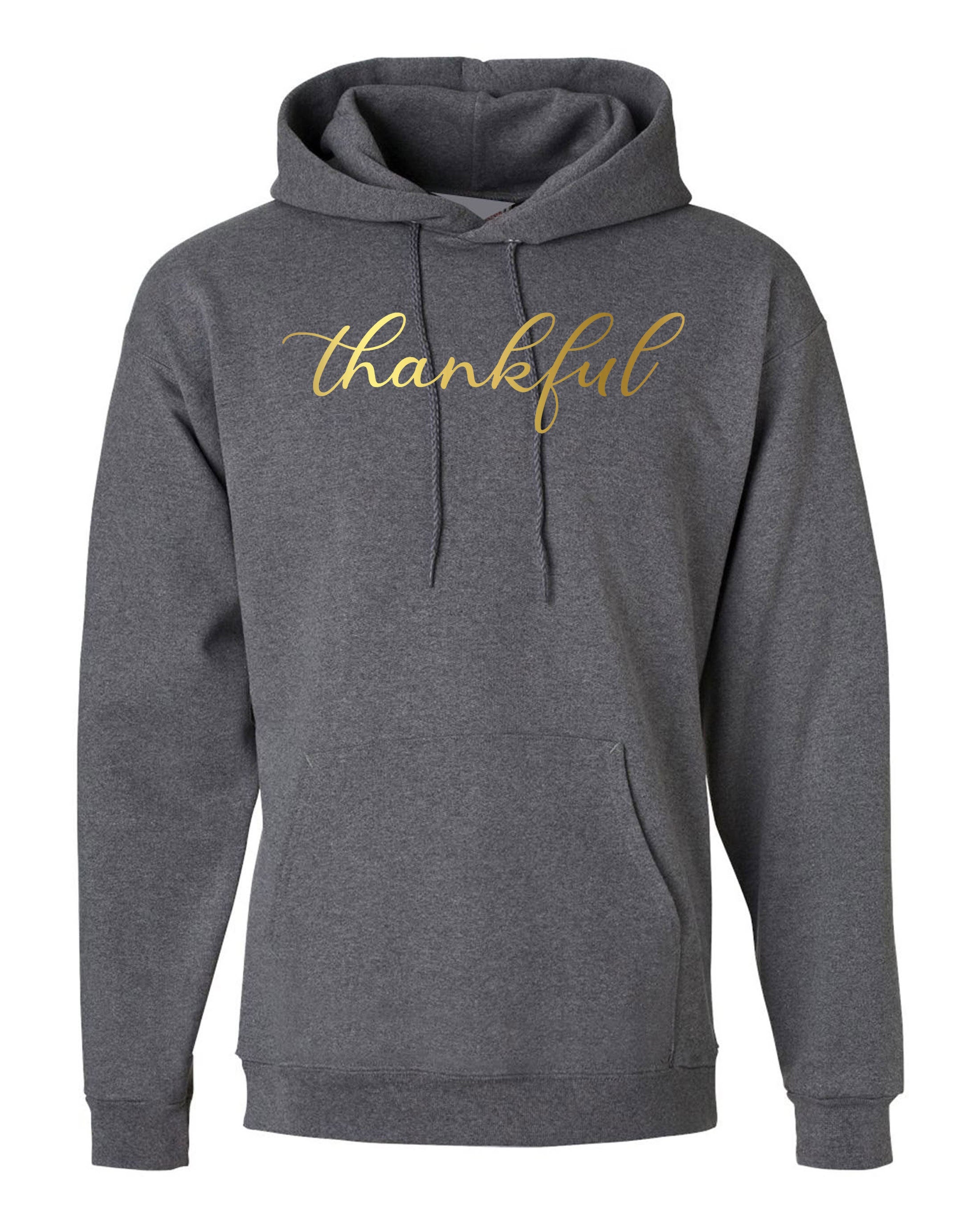 Thankful Hoodie Hoody Hood Hooded Thanksgiving Birthday Gift Christmas Present Xmas Top Ladies Women Unisex Top